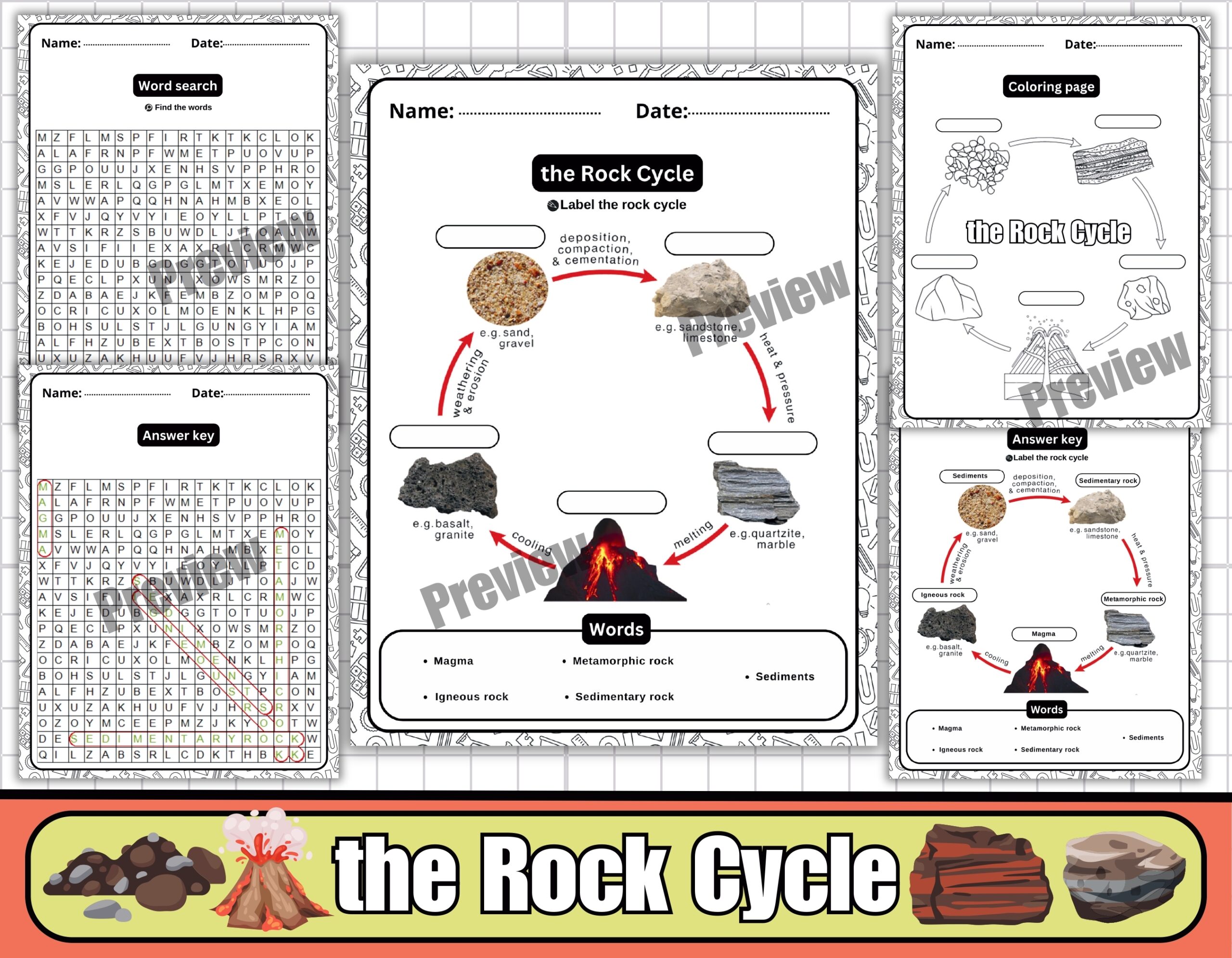 Printable Rock Cycle Diagram Worksheet Printable Rock Cycle Diagram Worksheet