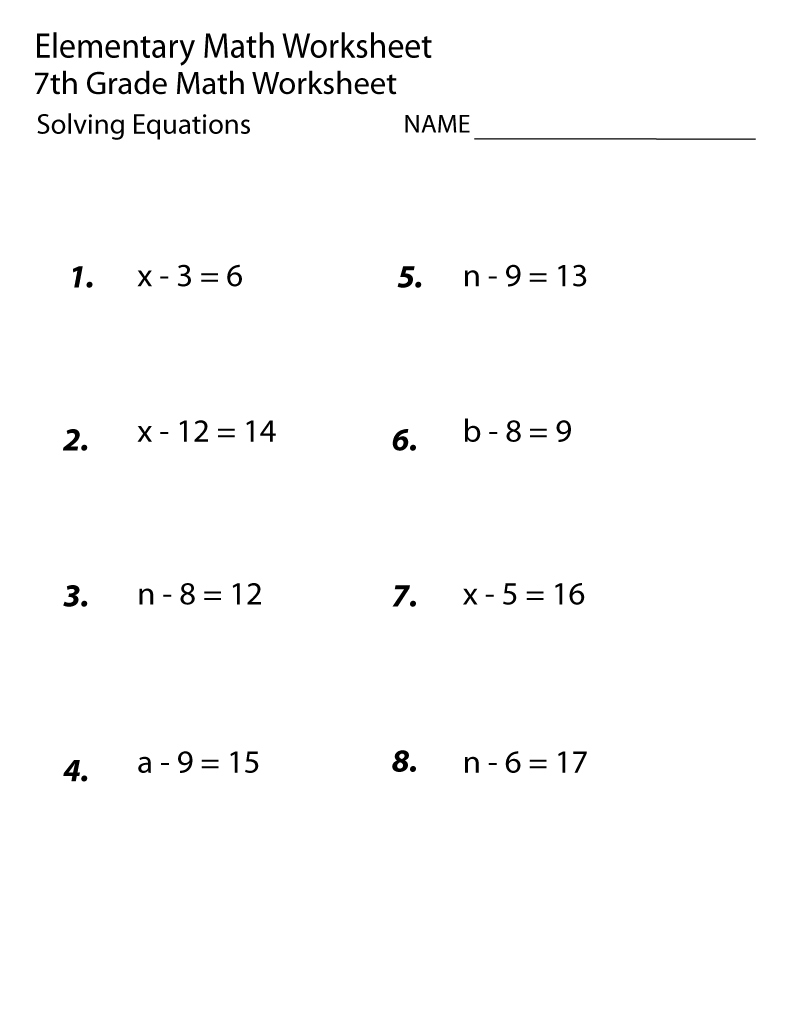 7th grade worksheets