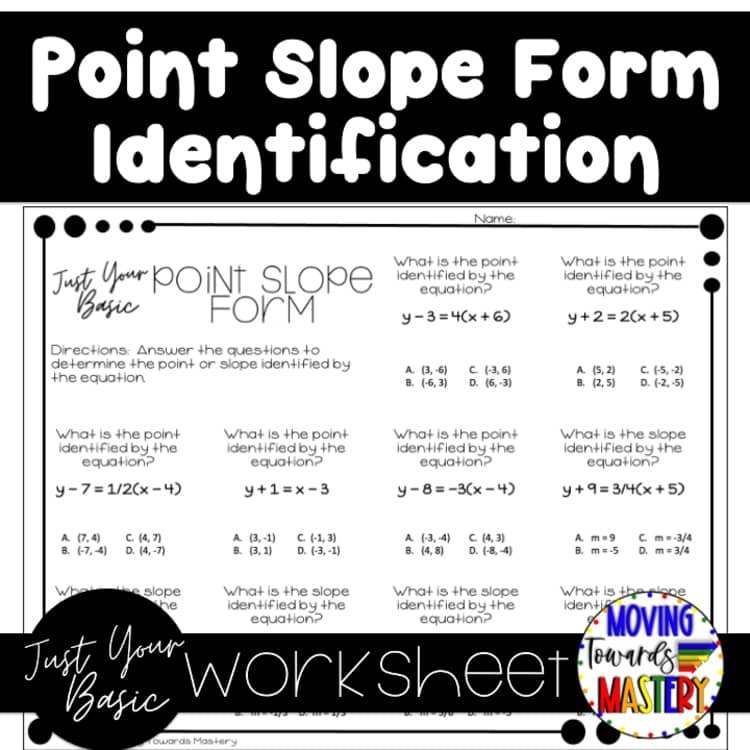 point slope form worksheet point slope form worksheet