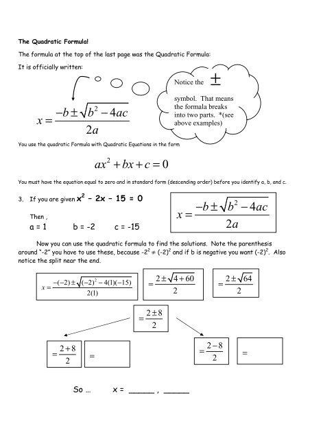 quadratic formula worksheet quadratic formula worksheet
