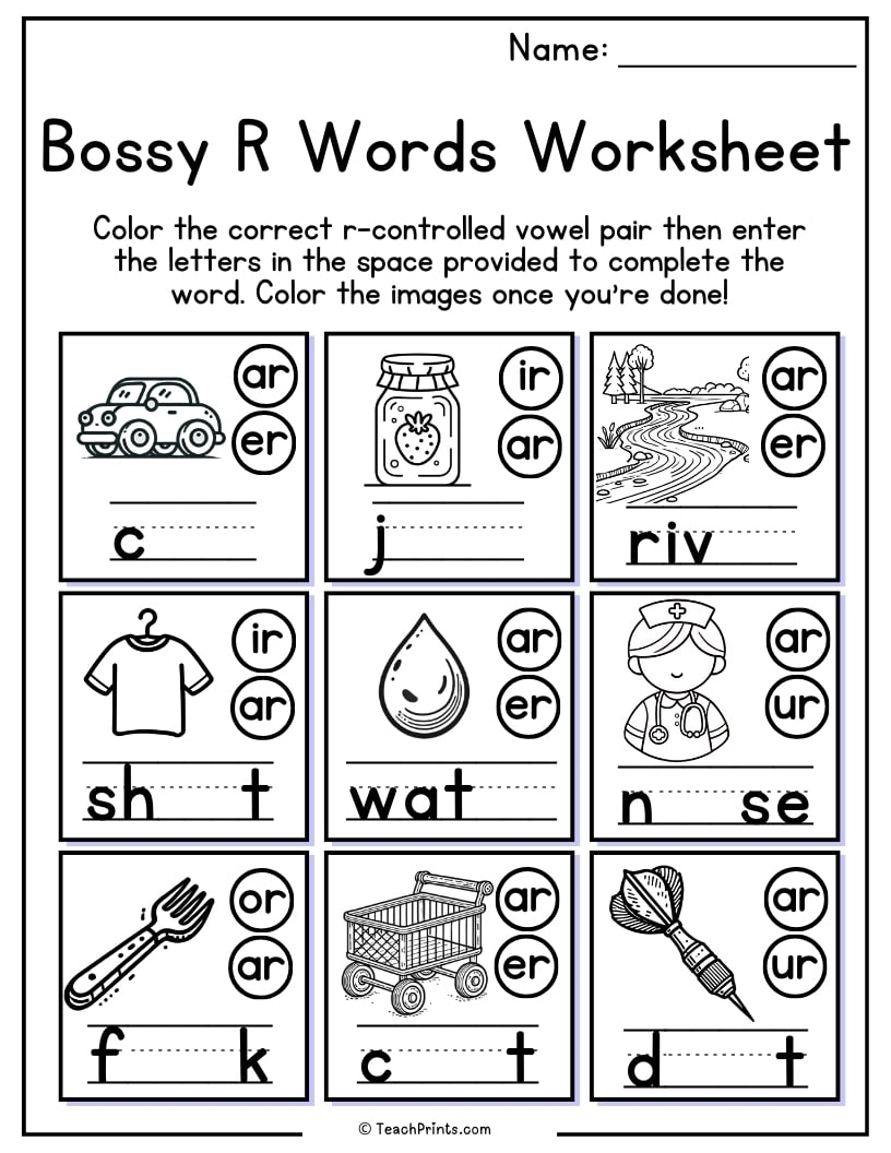R Controlled Vowels Worksheet FREE R Controlled Vowels Worksheets