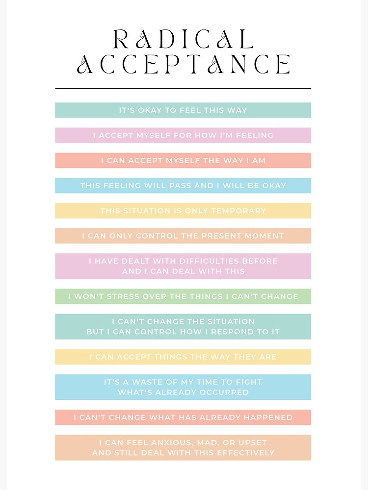 Radical Acceptance Pastel Rainbow On White Dialectical 