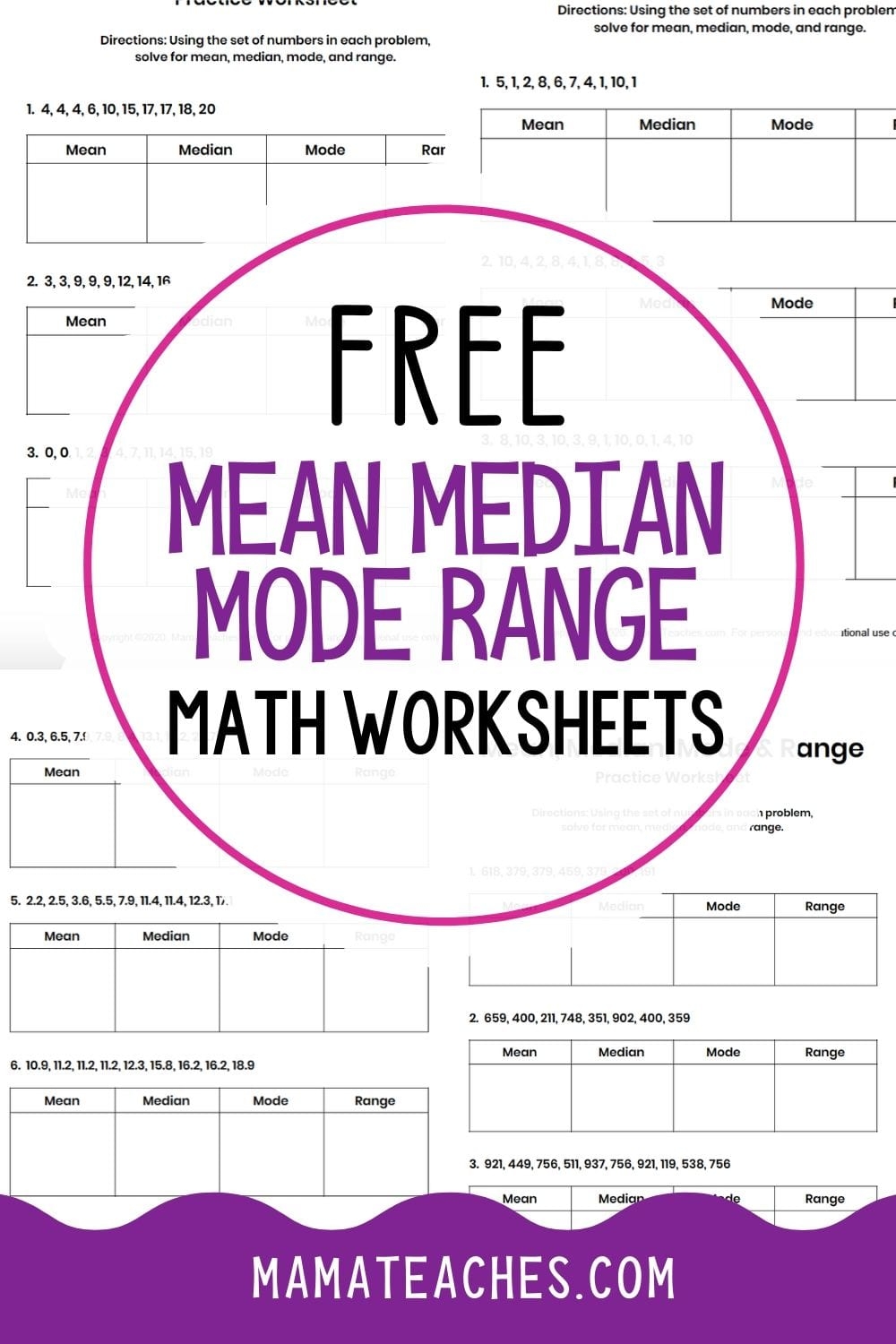 mean median and mode worksheets