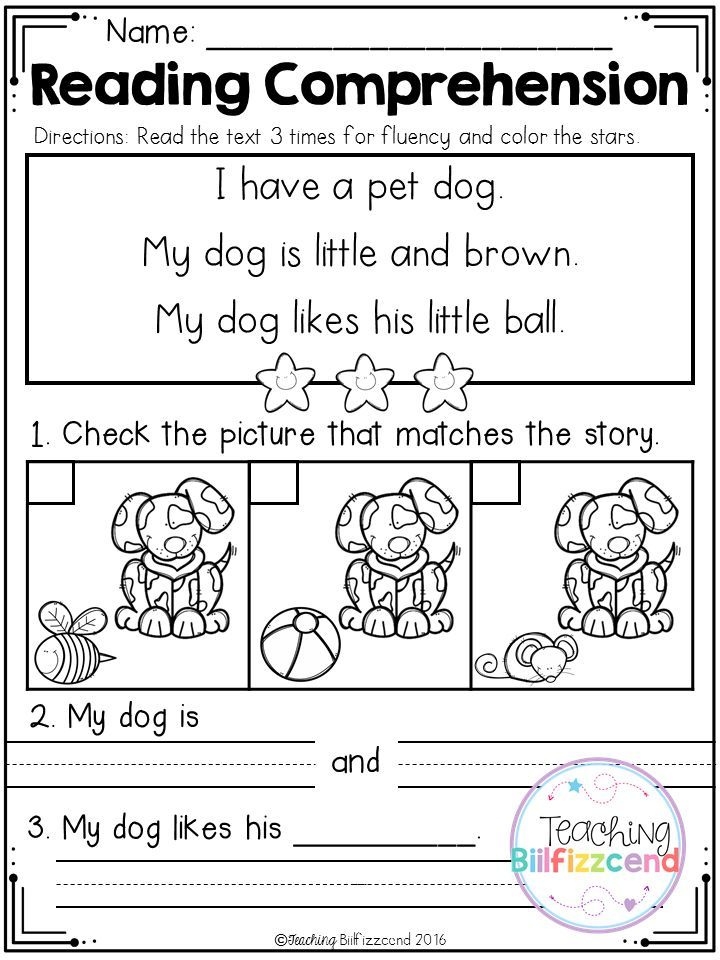 Reading Comprehension Kindergarten Worksheets Free Reading 