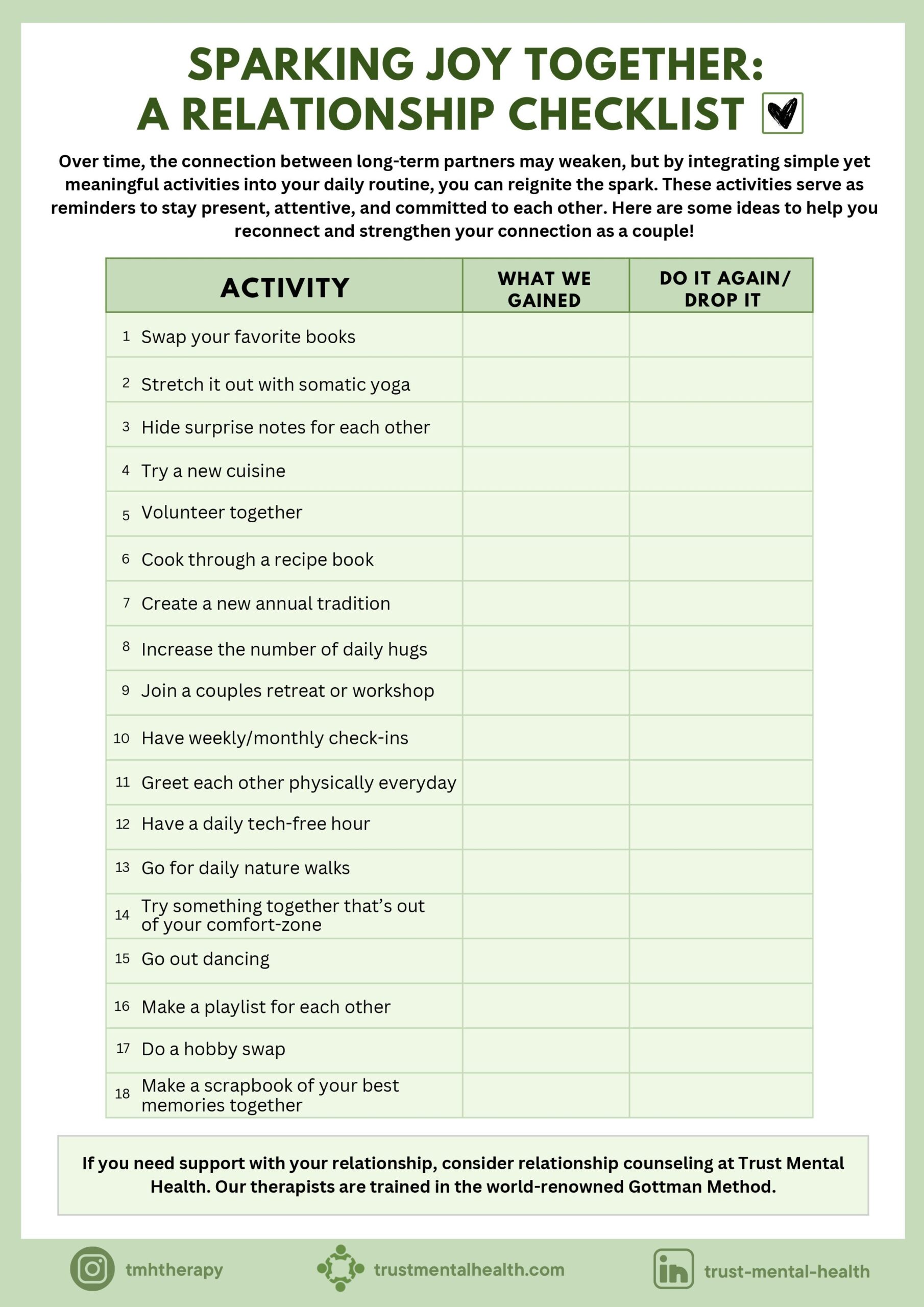 relationship therapy worksheets