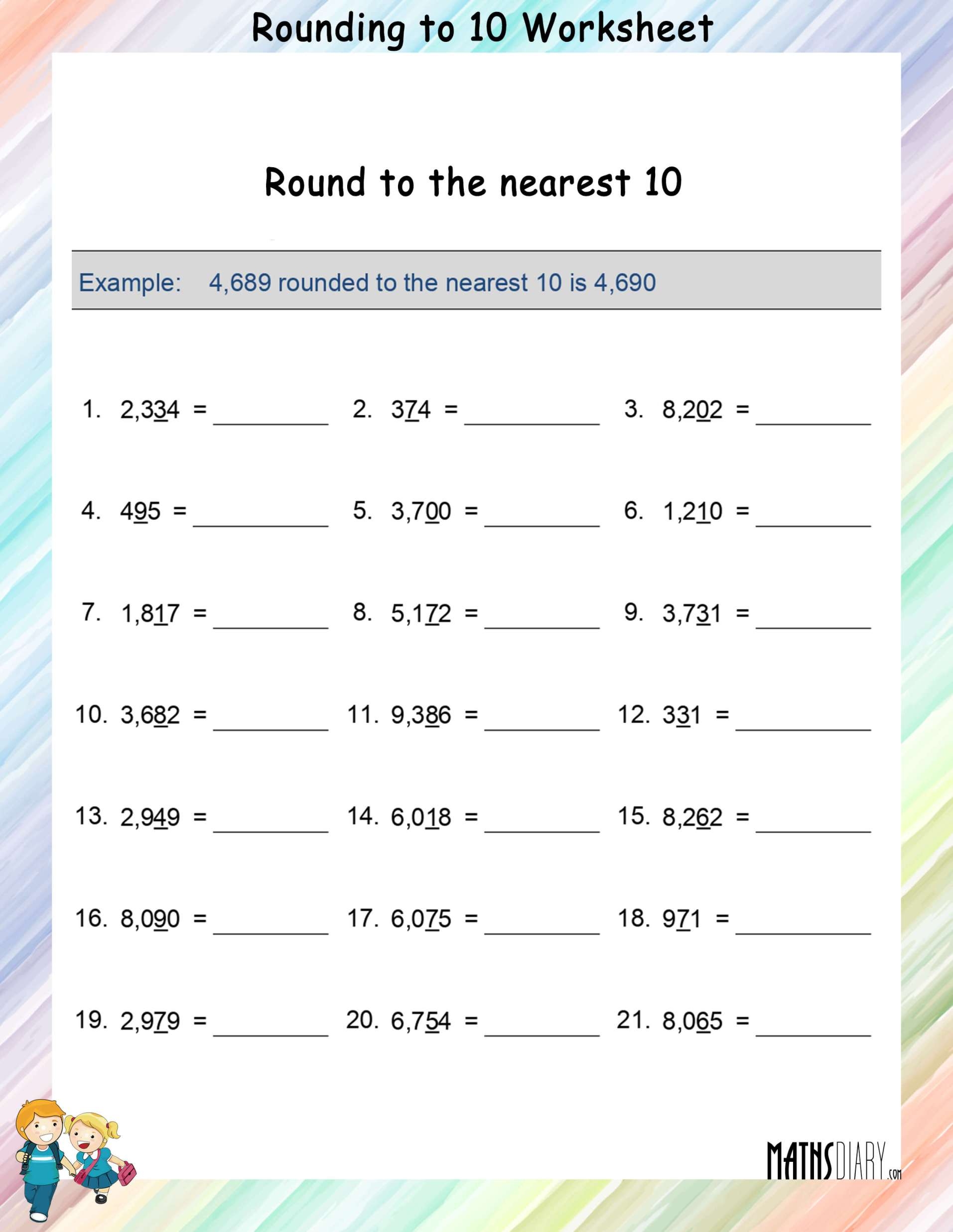 Rounding To The Nearest 10 Worksheets Math Worksheets 