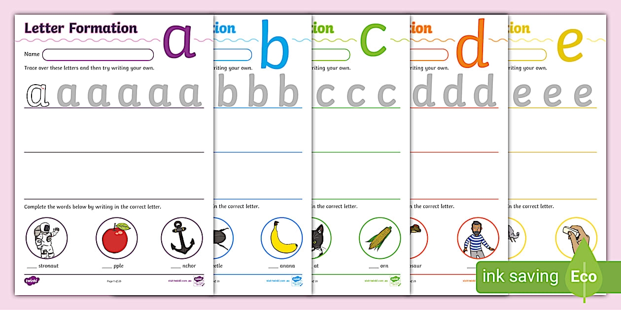 letter formation worksheets
