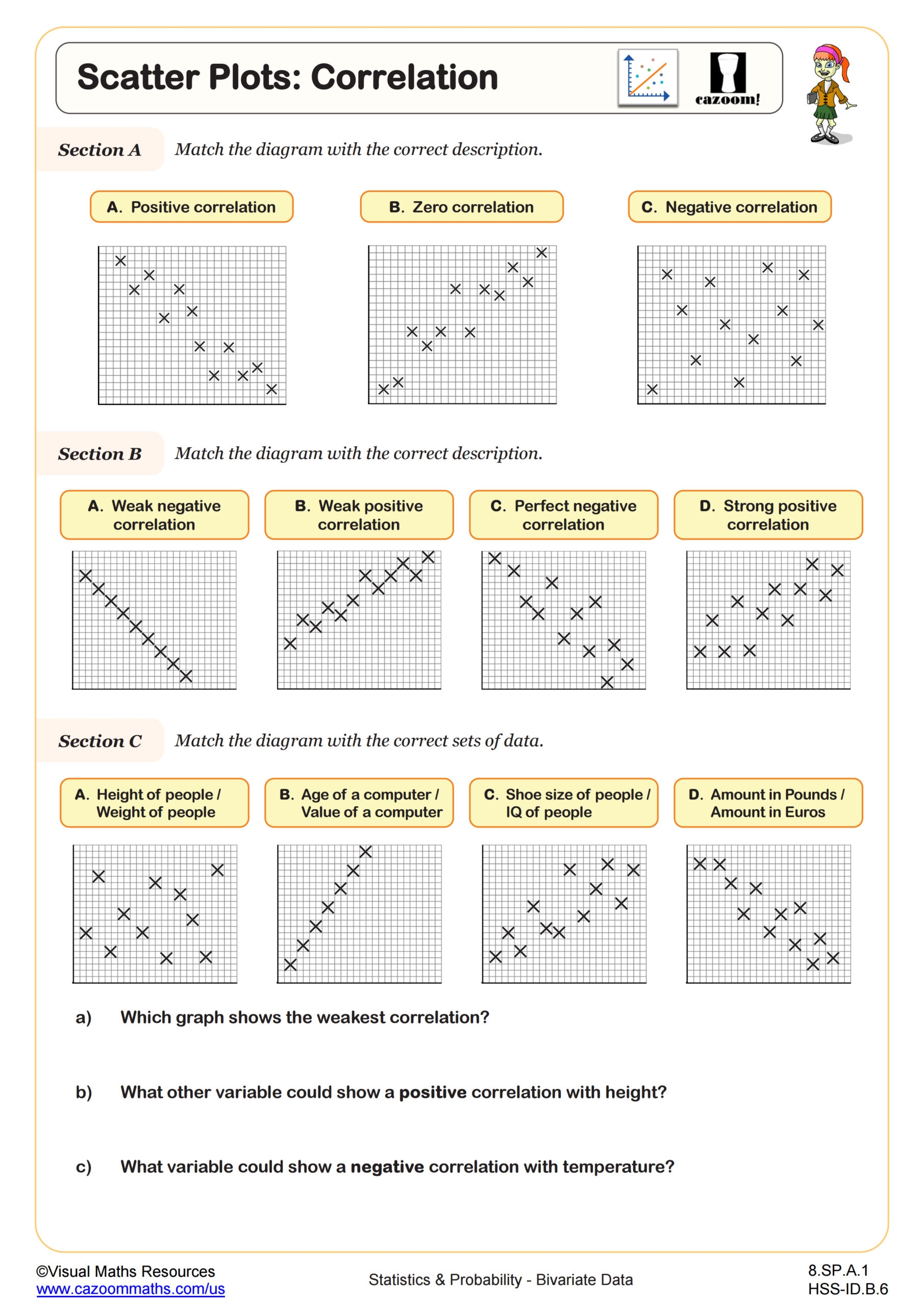 Scatter Plots Correlation Worksheet PDF Printable Statistics Scatter Plots Correlation Worksheet PDF Printable Statistics