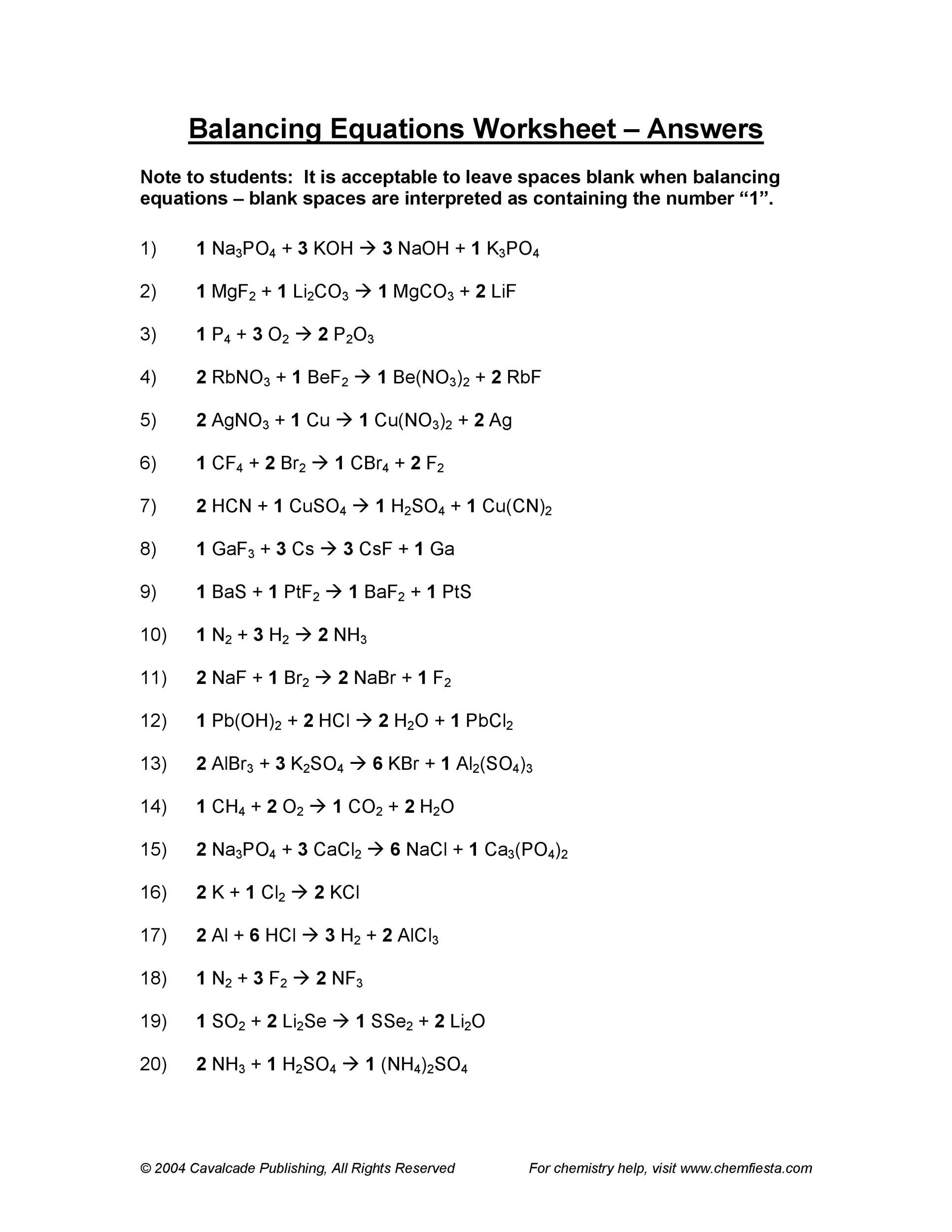 Science Balancing Equations Worksheet At Jeffrey Mesa Blog