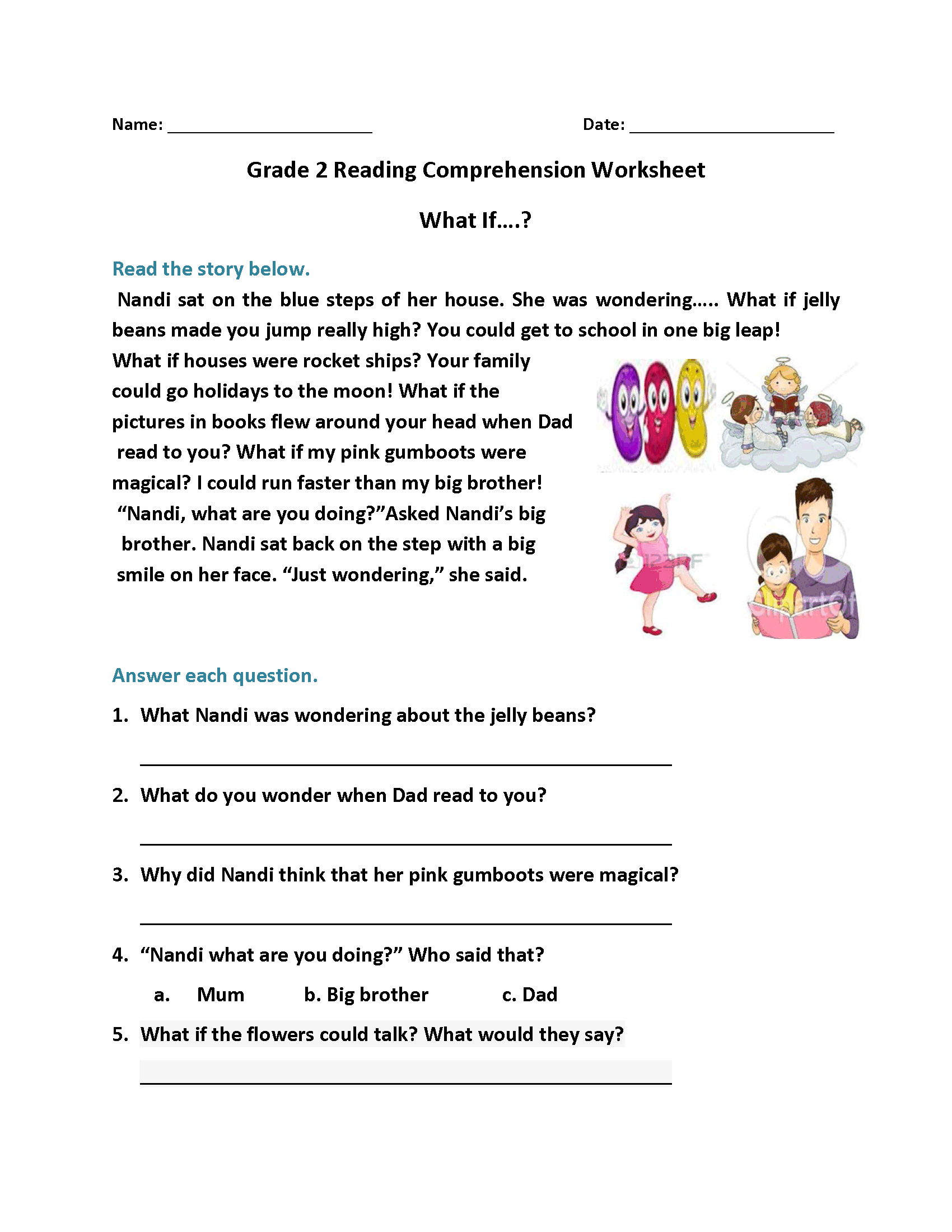 Second Grade Reading Comprehension Jenny Printable