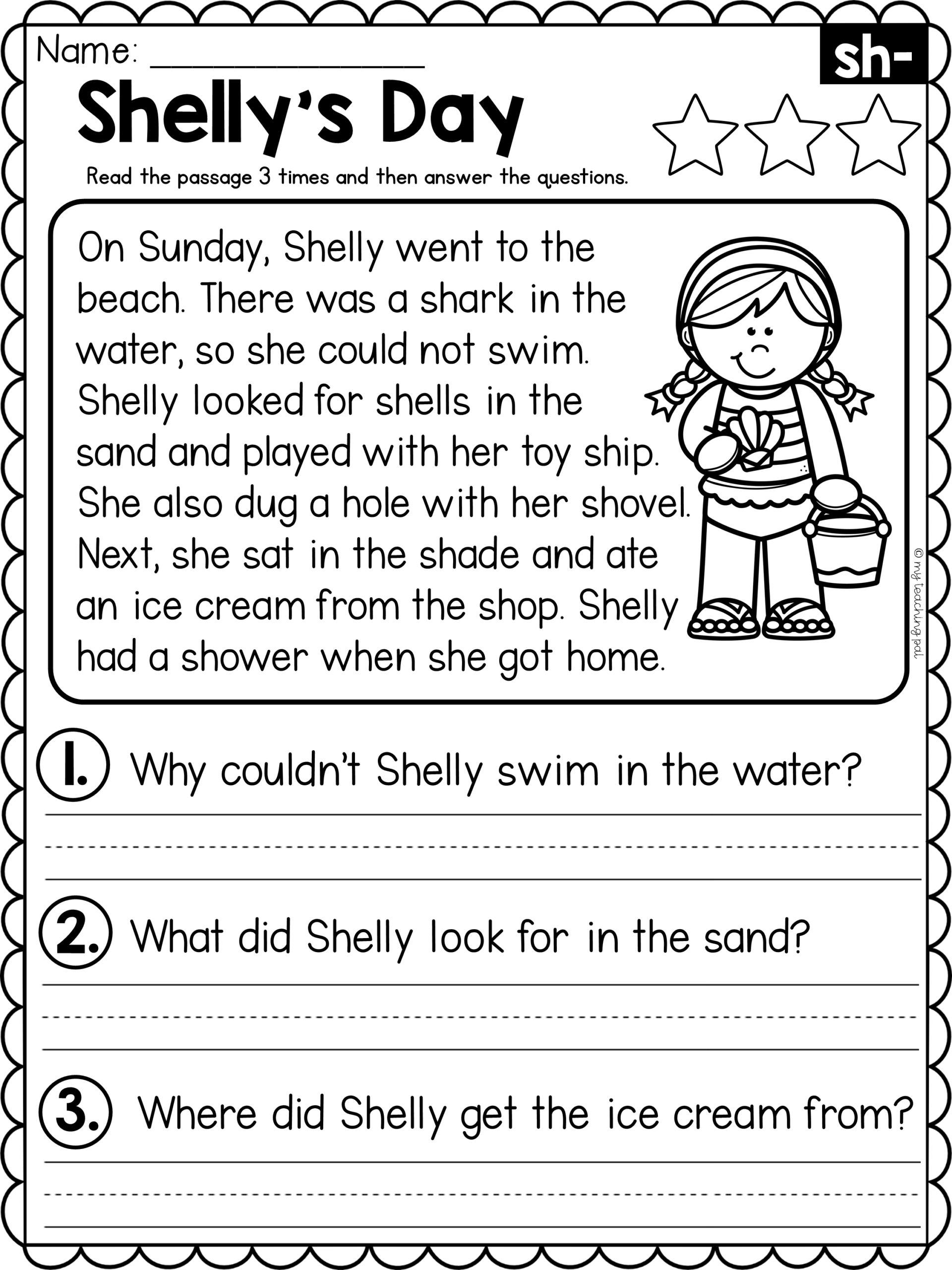 Second Grade Reading Comprehension Jenny Printable