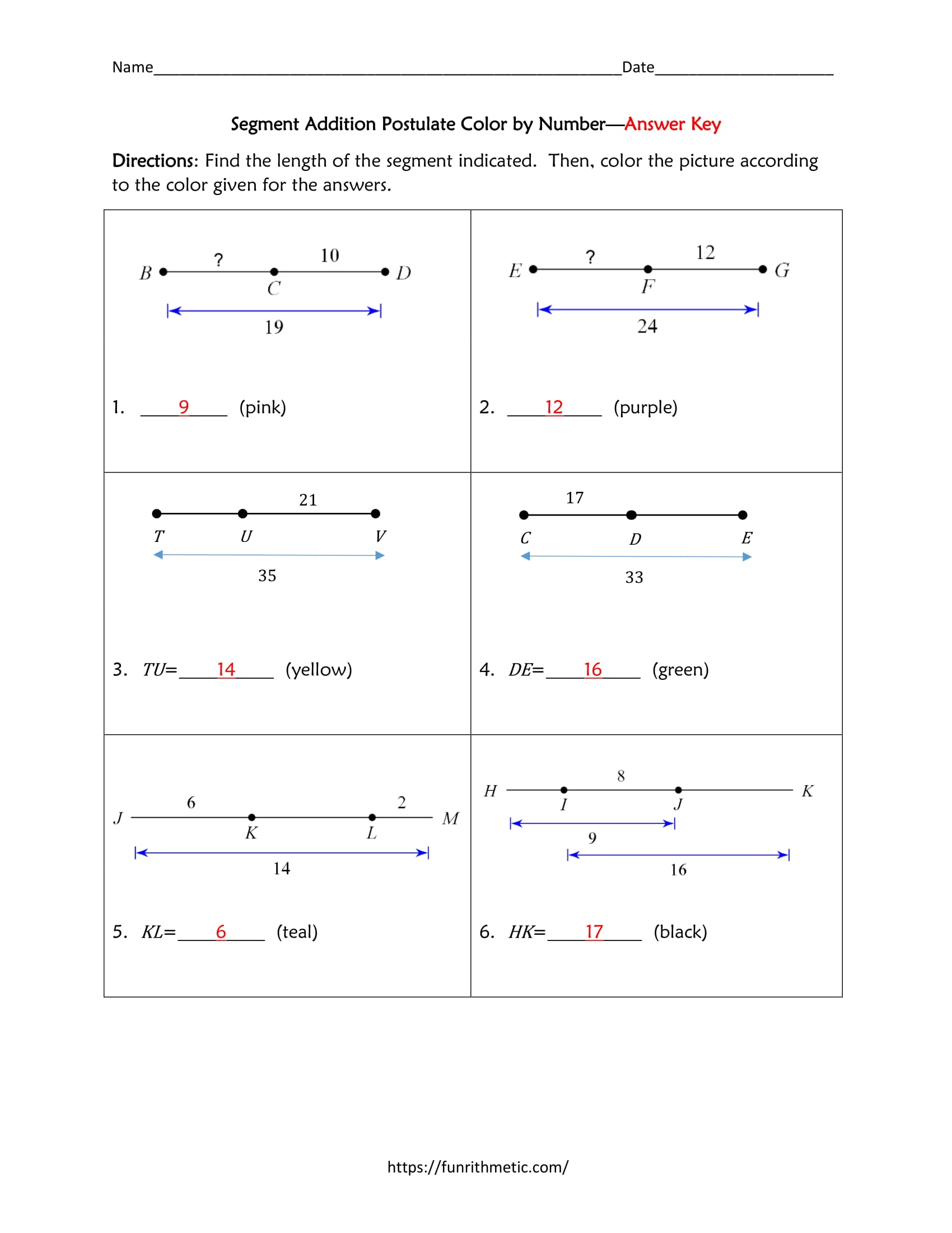 Segment Addition Postulate Worksheet With Answers Segment Addition Postulate Worksheet With Answers