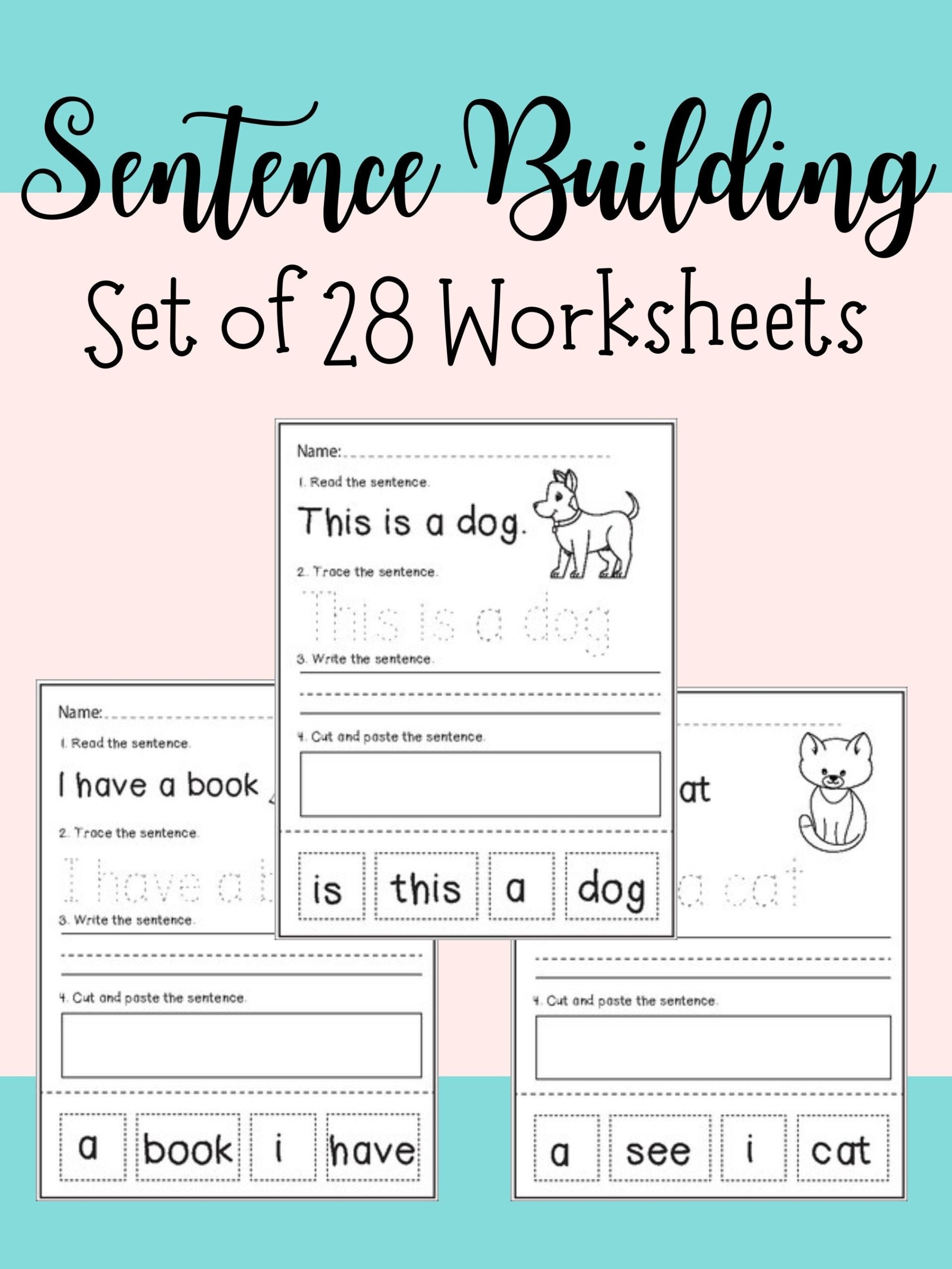 Sentence Building Worksheets read Trace Write And Cut Paste The