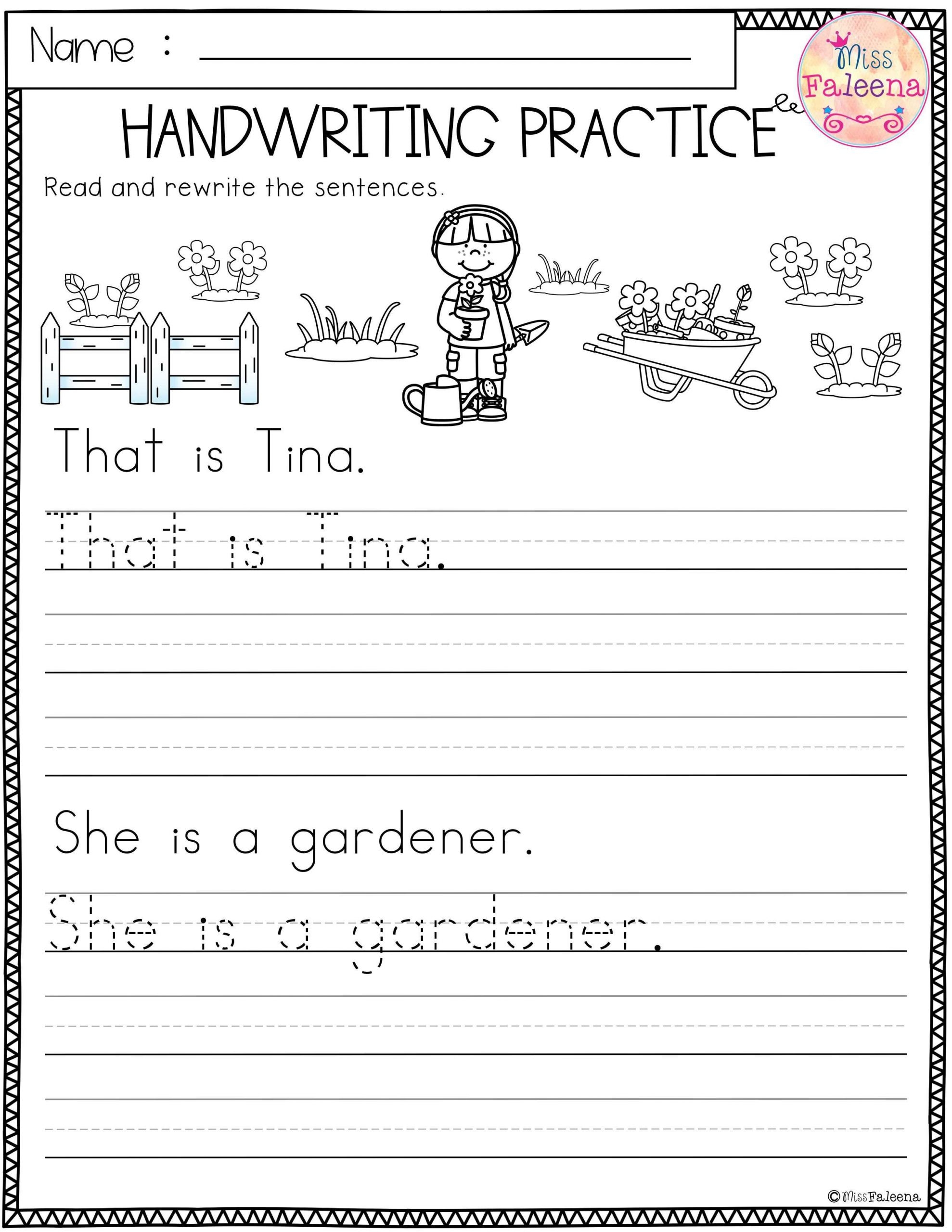 sentence tracing worksheets