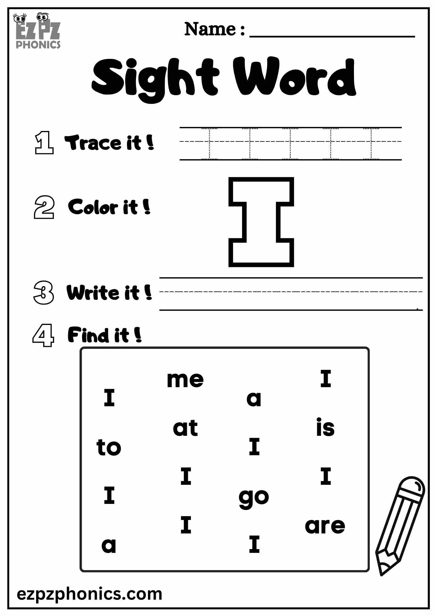 Set 1 Pre Kindergarten Dolch Sight Words Ezpzphonics Set 1 Pre Kindergarten Dolch Sight Words Ezpzphonics
