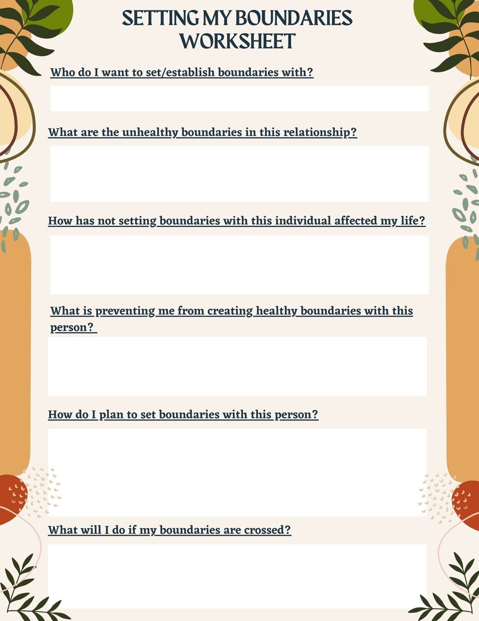 Setting Boundaries Worksheet Artofit