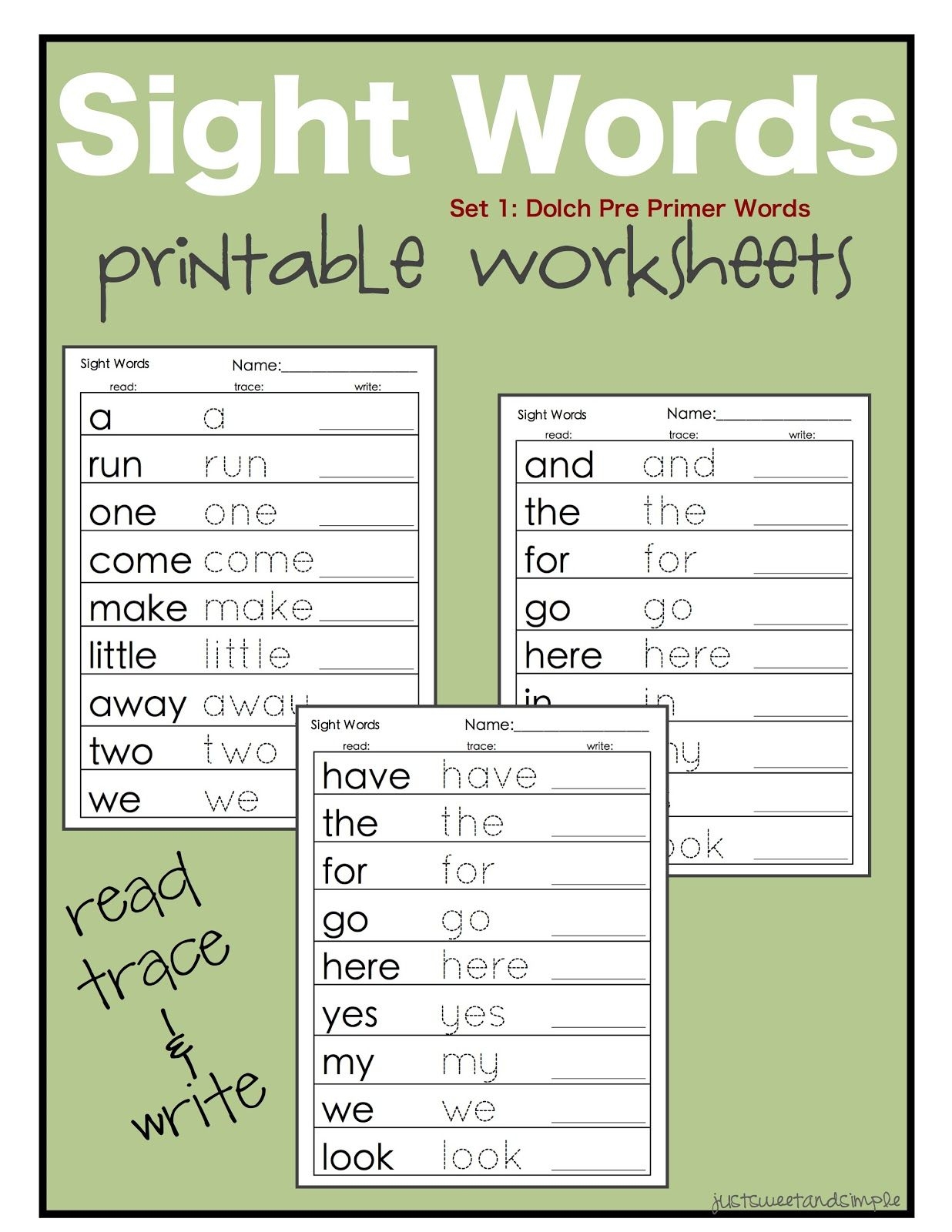 Sight Words Printable Sight Words Printable
