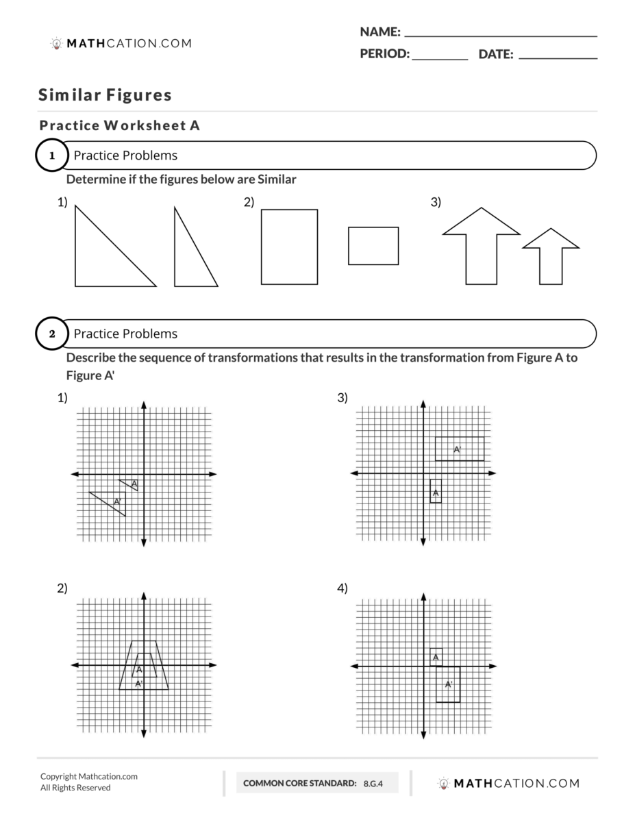 Similar Figures Worksheet Examples And Definition Similar Figures Worksheet Examples And Definition