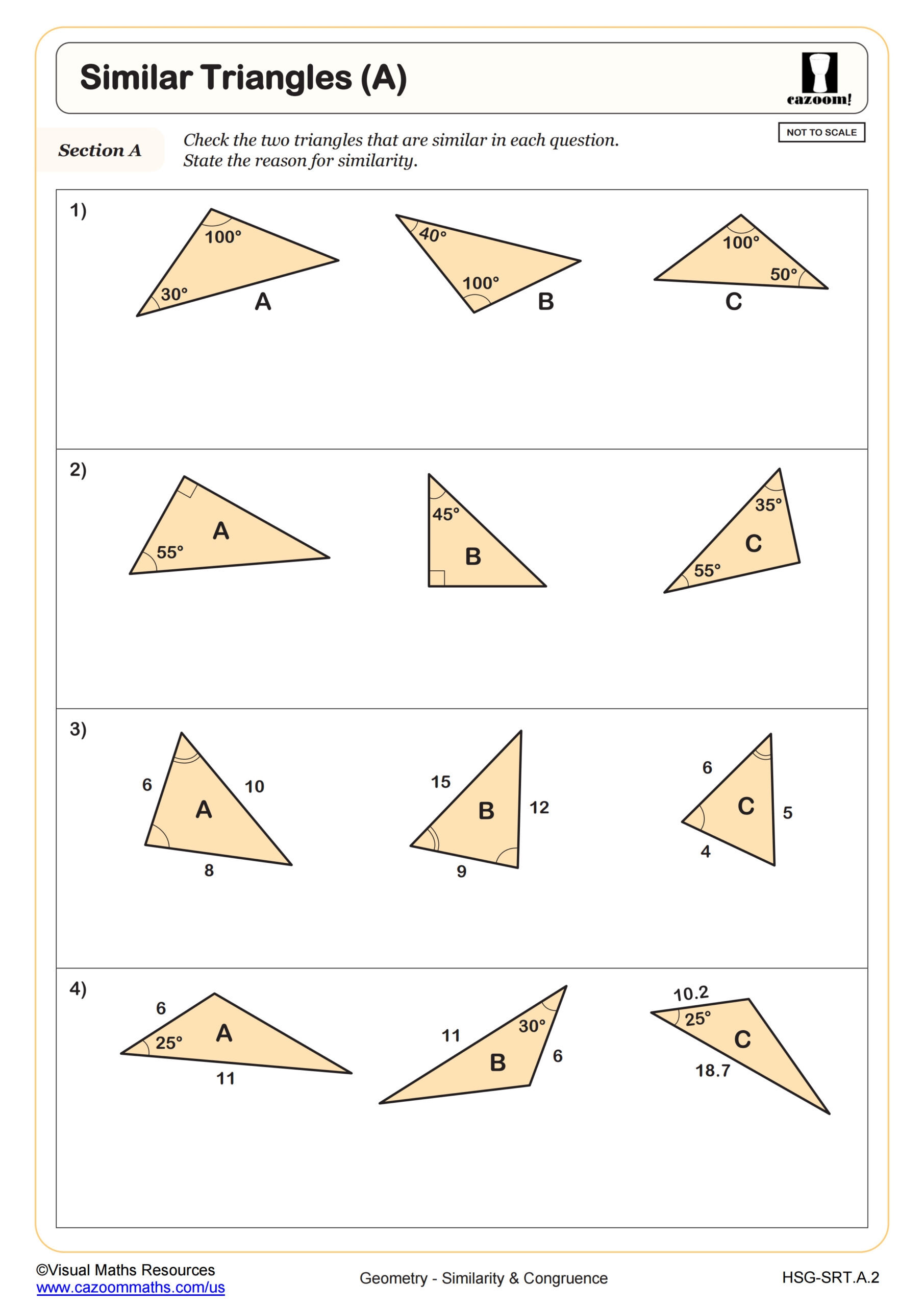 Similar Triangles A Worksheet PDF Printable Geometry Worksheet Similar Triangles A Worksheet PDF Printable Geometry Worksheet