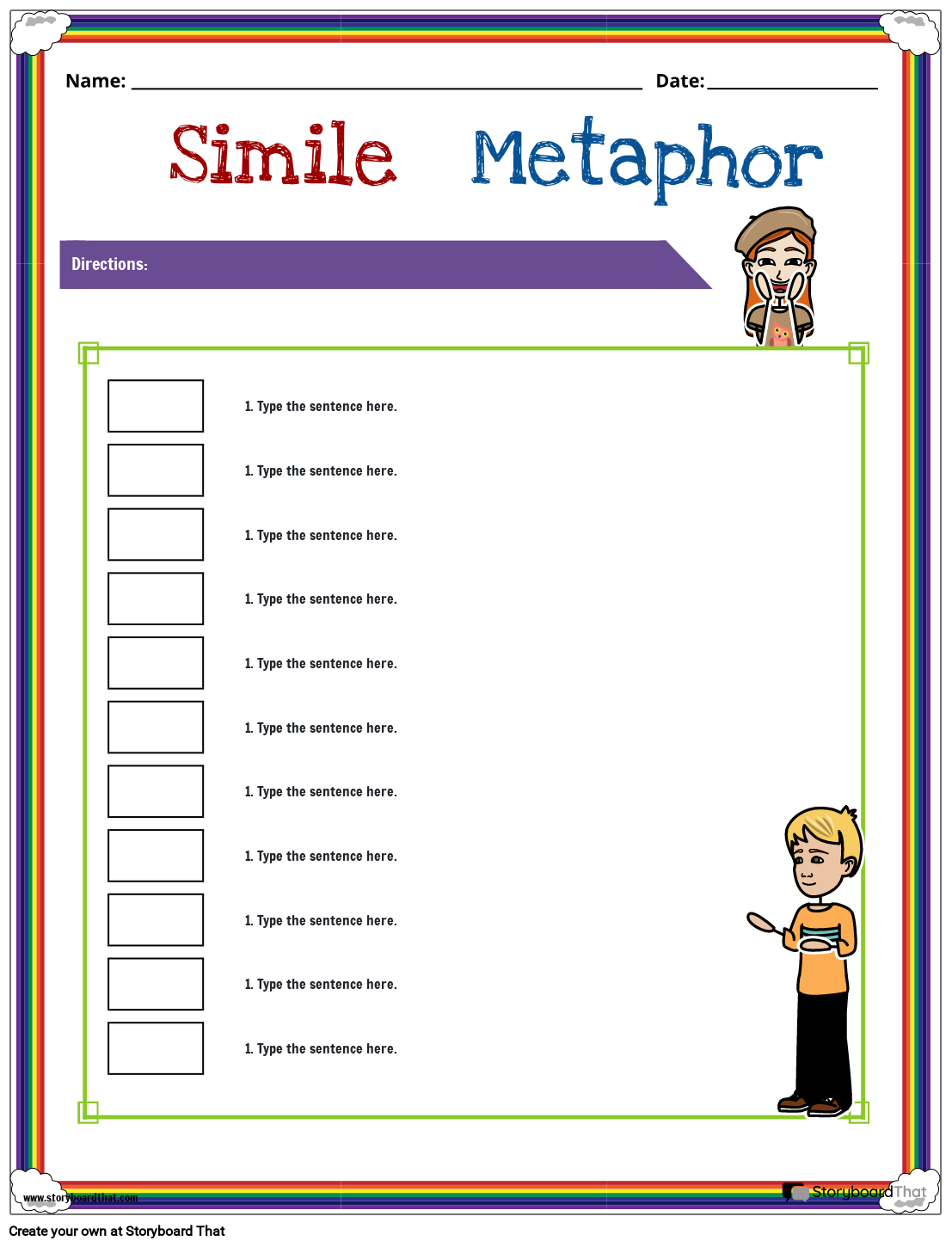 Simple Simile And Metaphor Worksheet Storyboard Worksheets Library