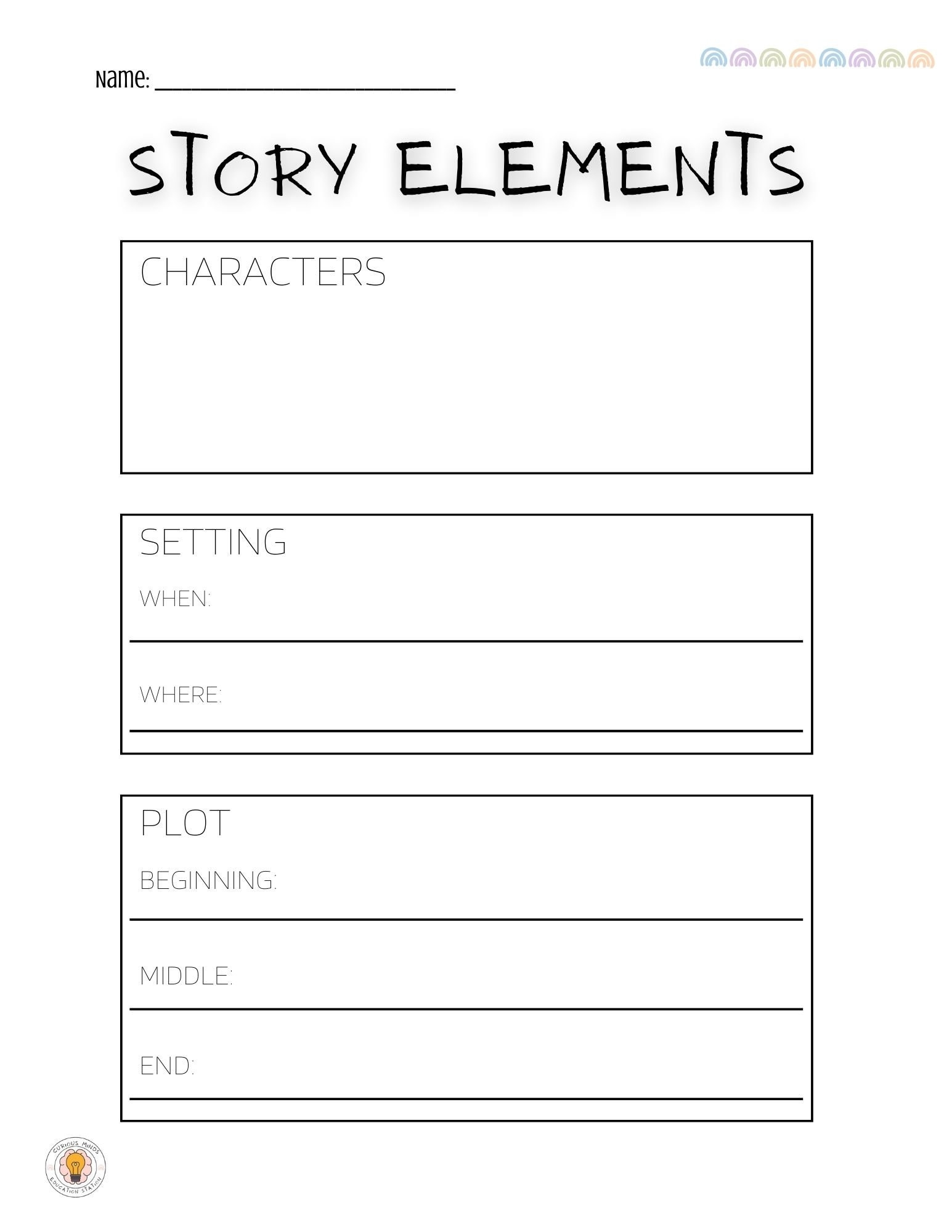 Simple Story Elements Worksheet characters Setting Plot Story 