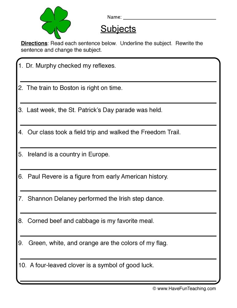 Simple Subject And Predicate Worksheet Simple Subject And Predicate Worksheet