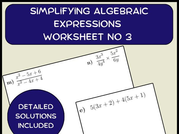Simplify Expressions Worksheet With Answers Simplifying Algebraic
