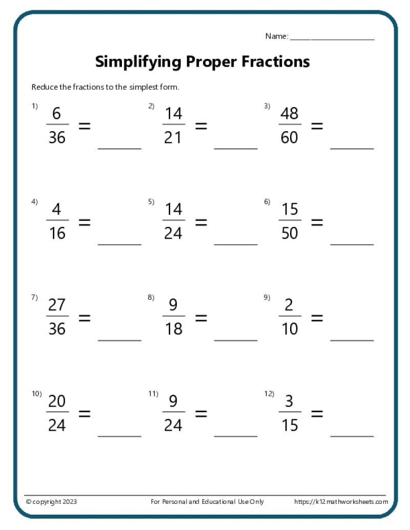 Simplifying Fractions Worksheets K12mathworksheets Simplifying Fractions Worksheets K12mathworksheets
