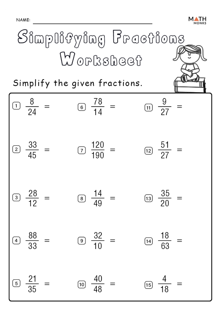 Simplifying Fractions Worksheets Math Monks Simplifying Fractions Worksheets Math Monks