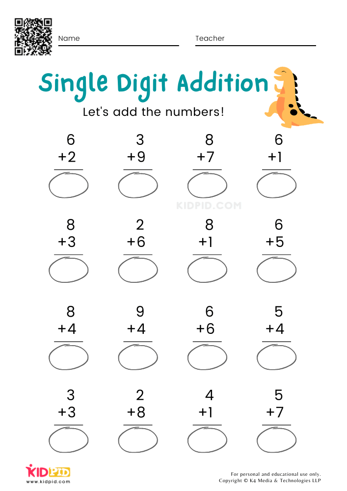 Single digit Addition Math Worksheets Free Printables Kidpid Single digit Addition Math Worksheets Free Printables Kidpid