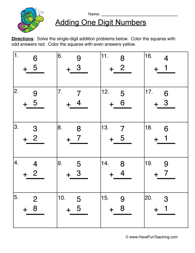 Single Digit Addition Worksheet Have Fun Teaching Single Digit Addition Worksheet Have Fun Teaching