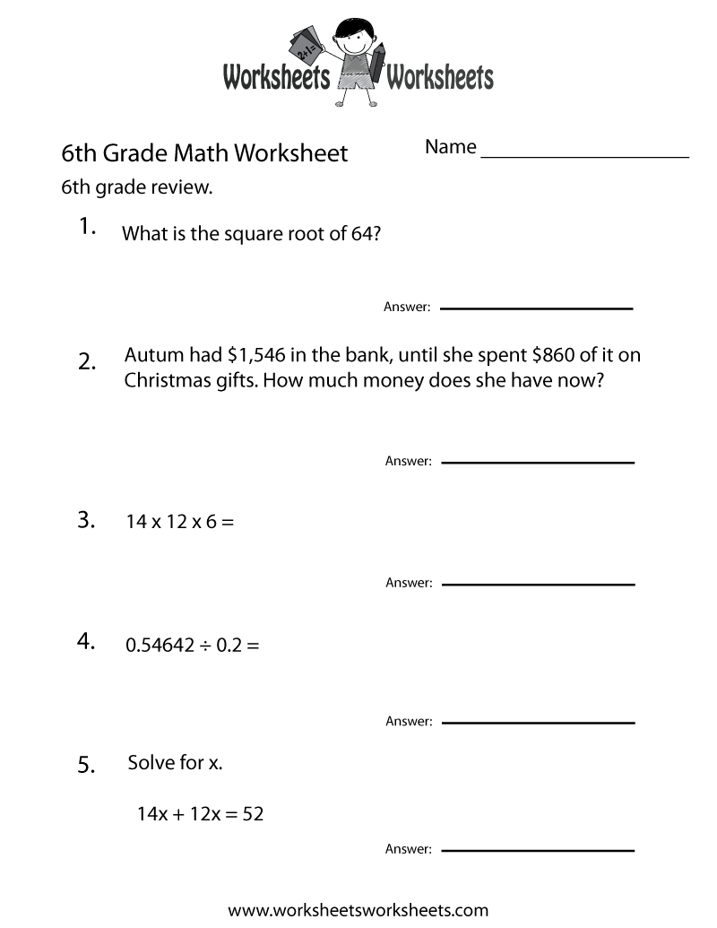 worksheets for 6th graders worksheets for 6th graders