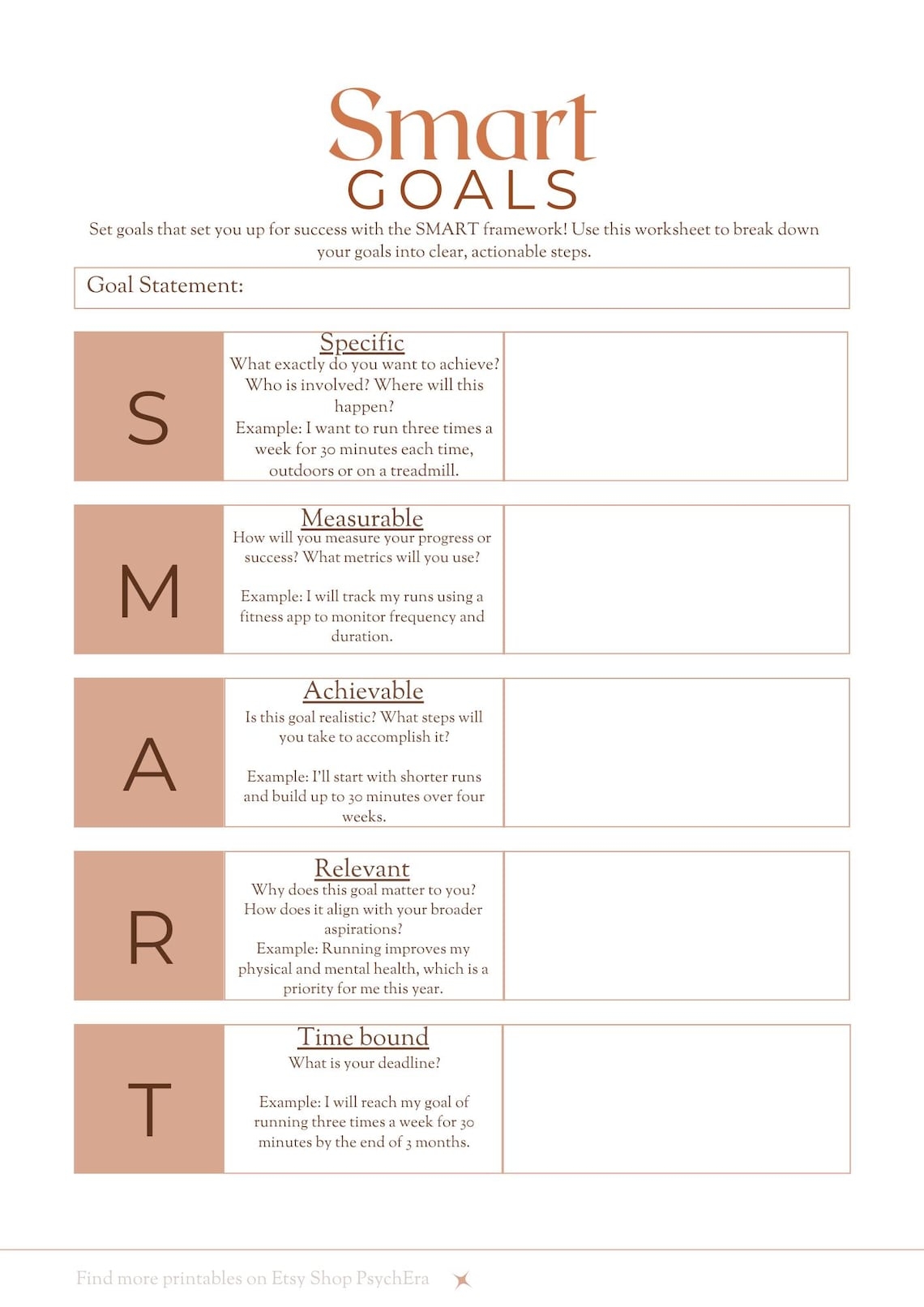 SMART Goals Worksheet Printable Goal setting Template Personal SMART Goals Worksheet Printable Goal setting Template Personal