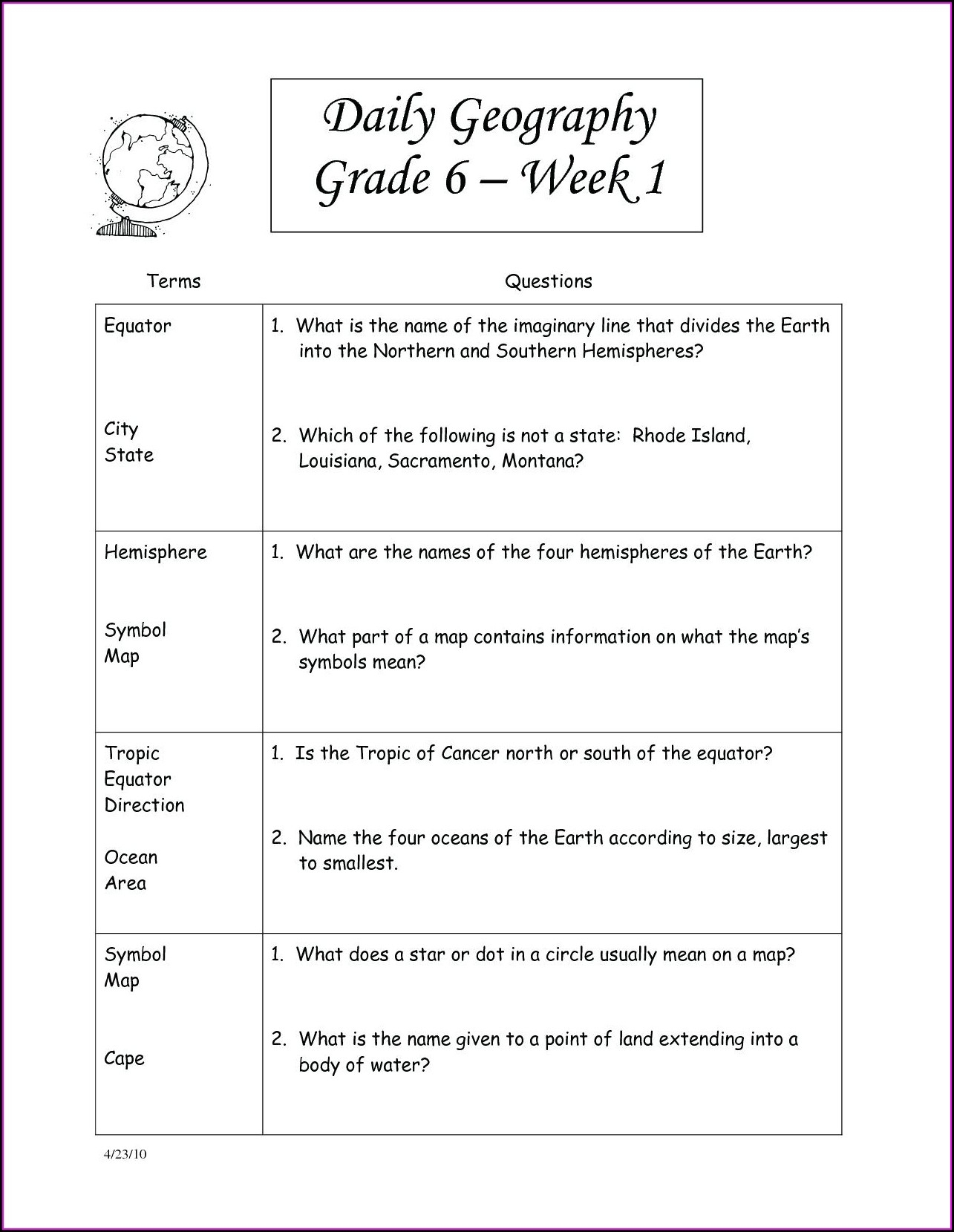 Social Studies Worksheets For 3Rd Graders Printable Computer Tools
