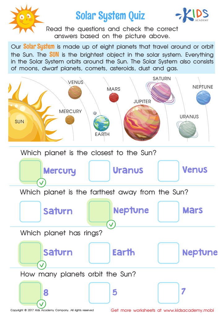 Solar System Worksheets Fill In