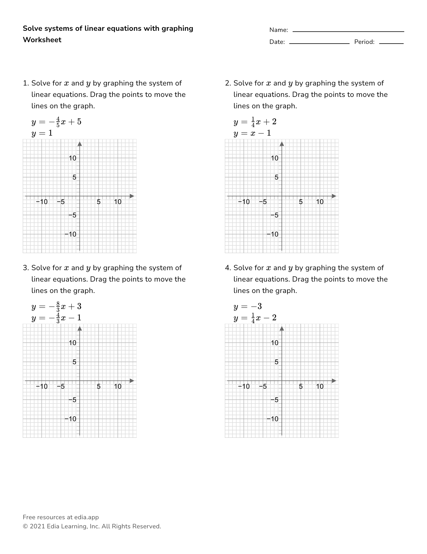 solving systems of linear equations worksheet