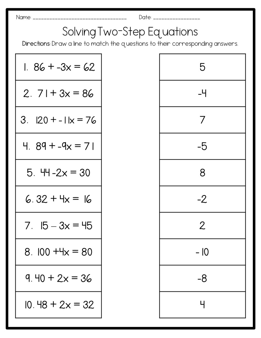 Solve Two Step Equations Print Digital Amped Up Learning Solve Two Step Equations Print Digital Amped Up Learning