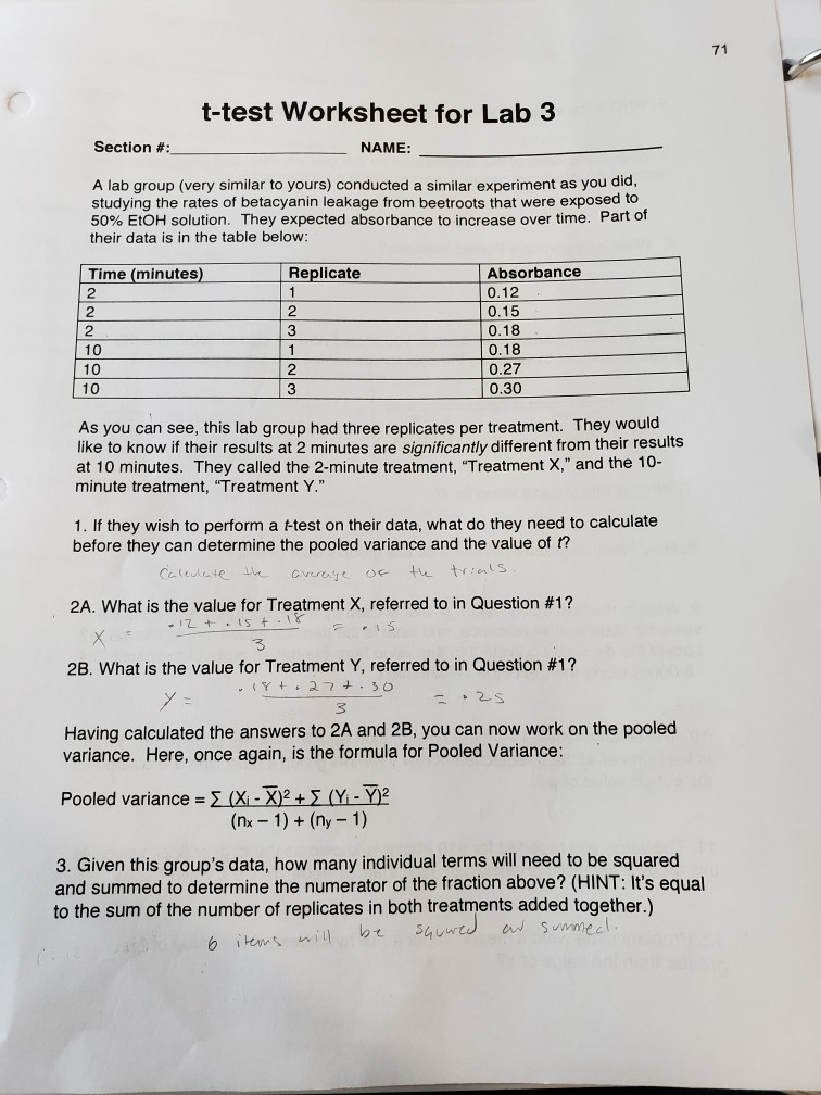 Solved 71 T test Worksheet For Lab 3 Section NAME A Lab Chegg Solved 71 T test Worksheet For Lab 3 Section NAME A Lab Chegg