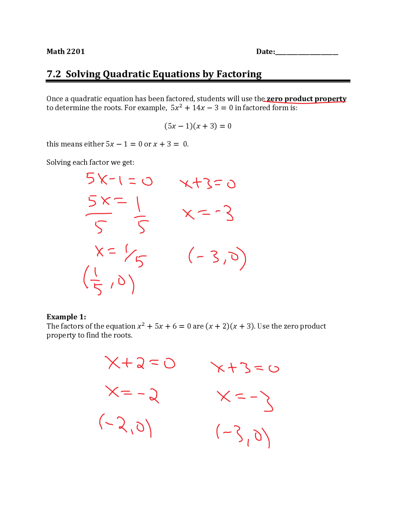 Solving Quadratic Equations By Factoring Worksheets Worksheets Library