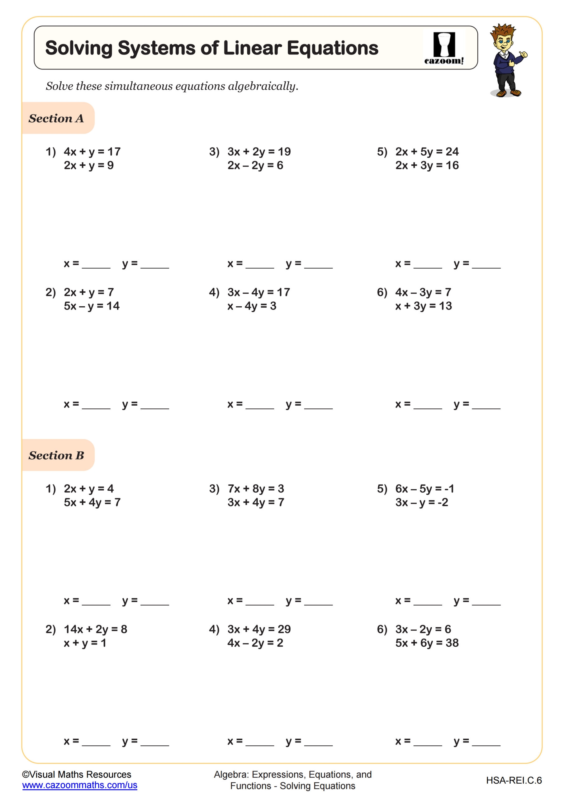 solving linear equations worksheet solving linear equations worksheet
