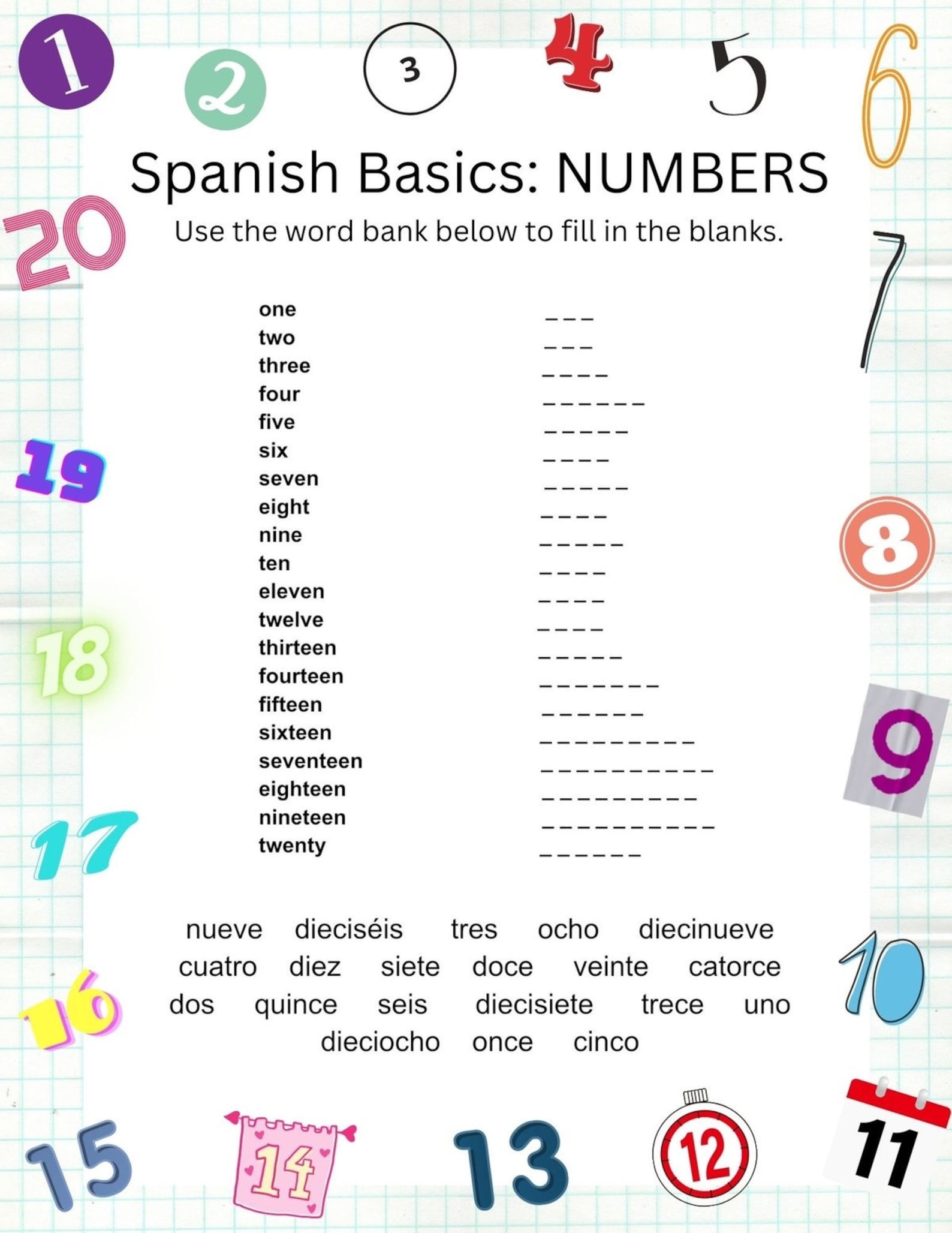 Spanish Worksheets For Kids Printable Spanish Homeschool Etsy