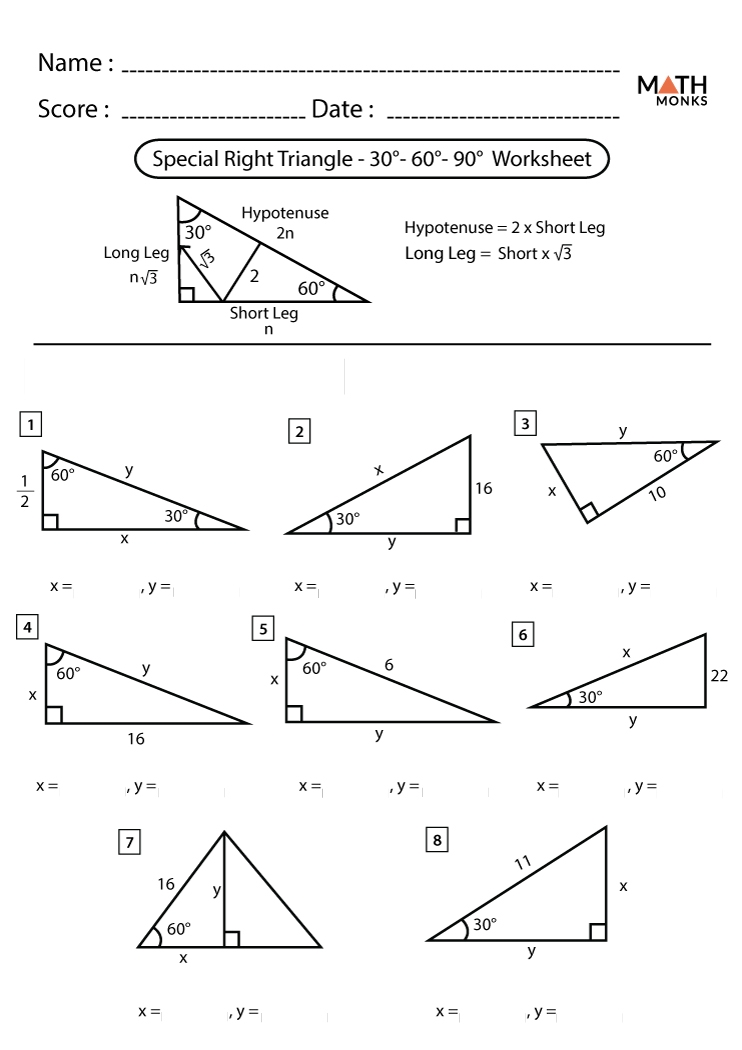 special triangles worksheet special triangles worksheet