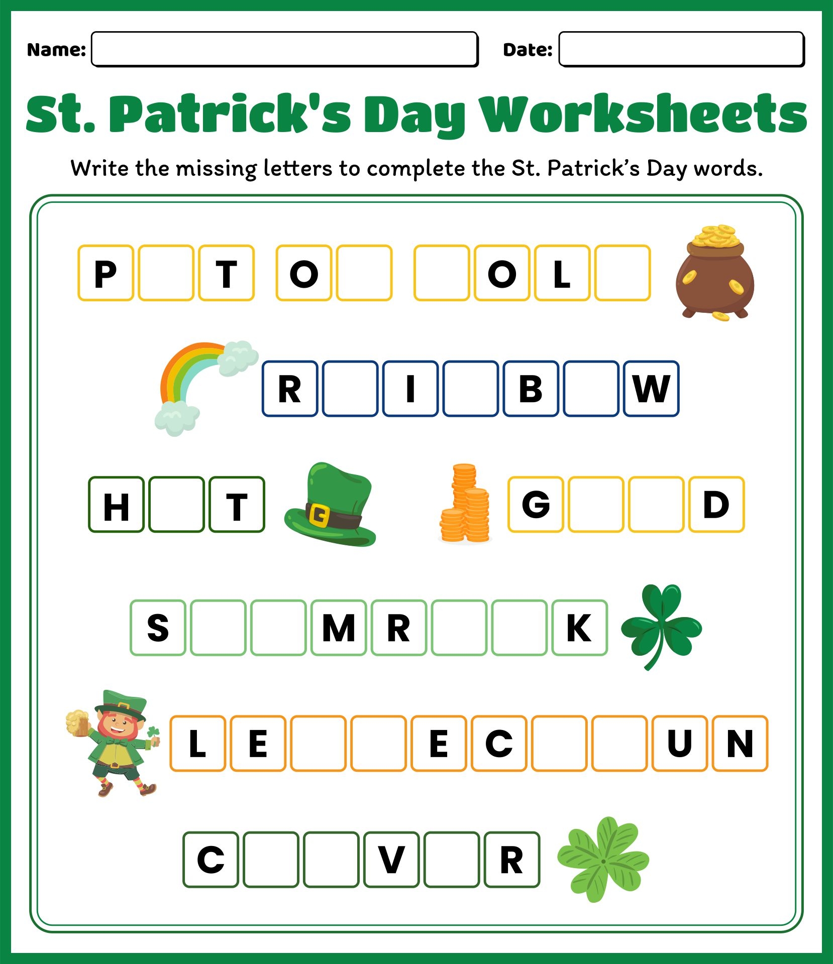 St Patrick 39 s Day Worksheets