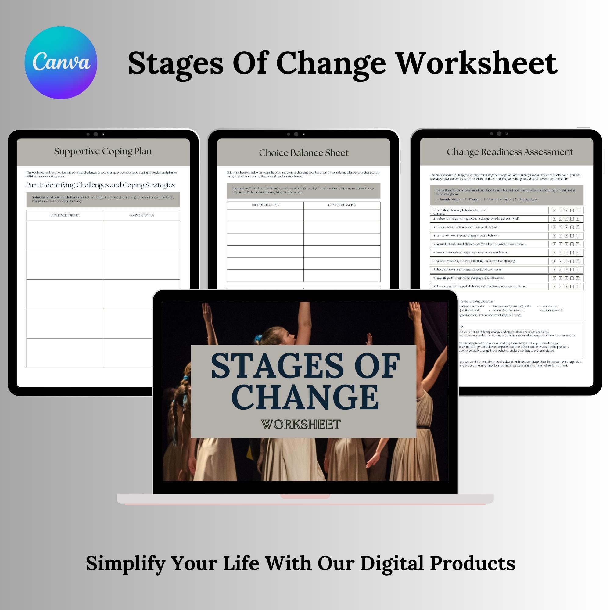 Stages Of Change Worksheet Template Behavior Management Therapy Tool
