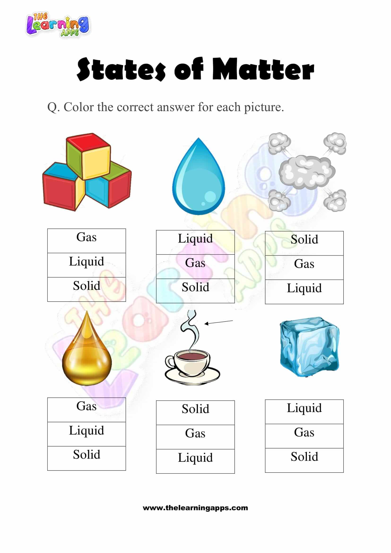 States Of Matter Worksheet Free Printable PDF For Kids Worksheets 
