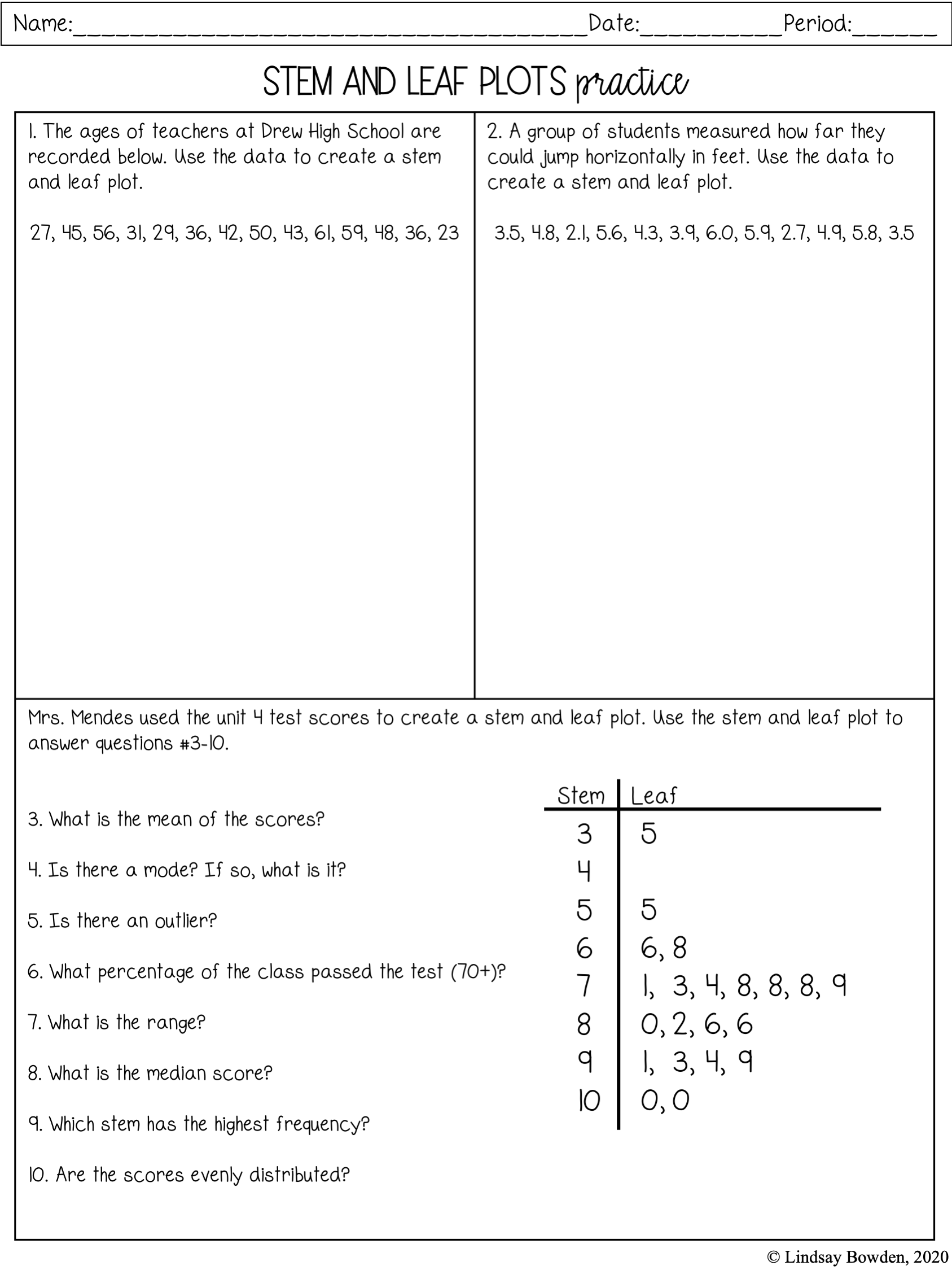 Stem And Leaf Plots Worksheets Worksheets Library