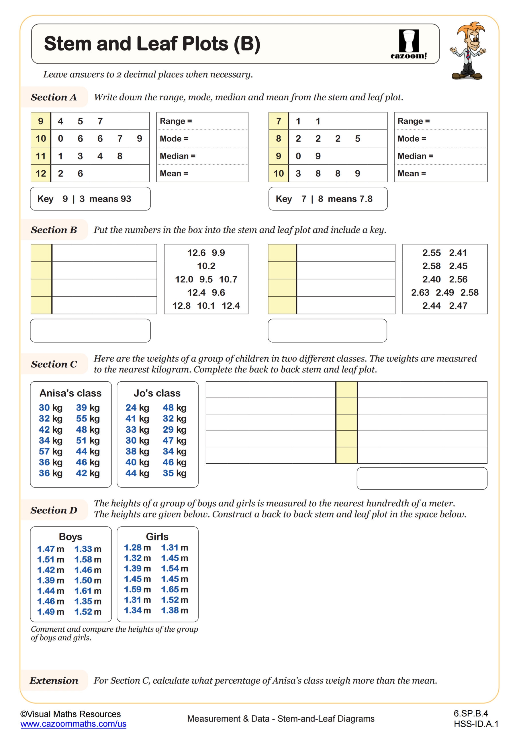 stem and leaf plot worksheet stem and leaf plot worksheet