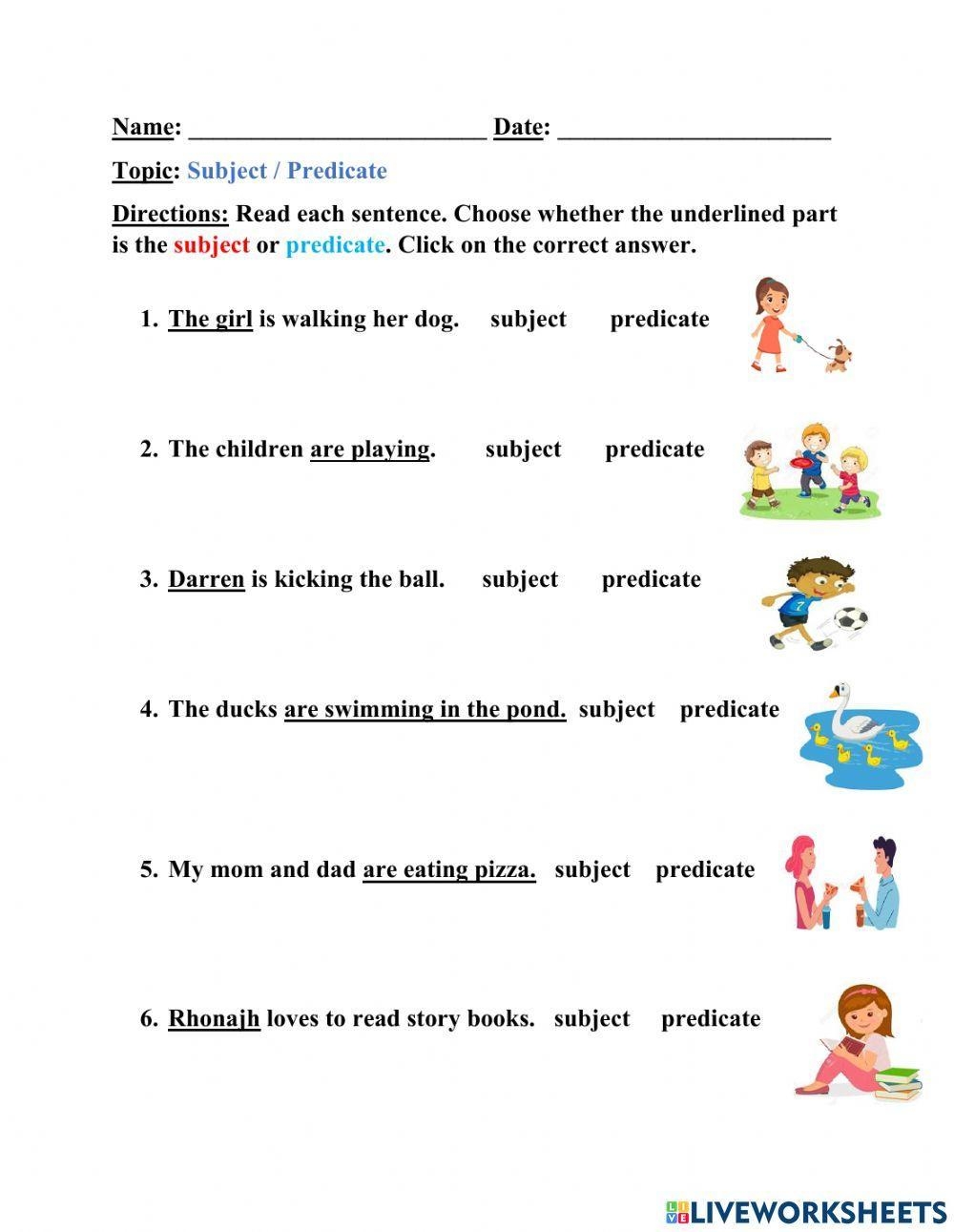 Subject And Predicate C Harvey Worksheets Library Subject And Predicate C Harvey Worksheets Library