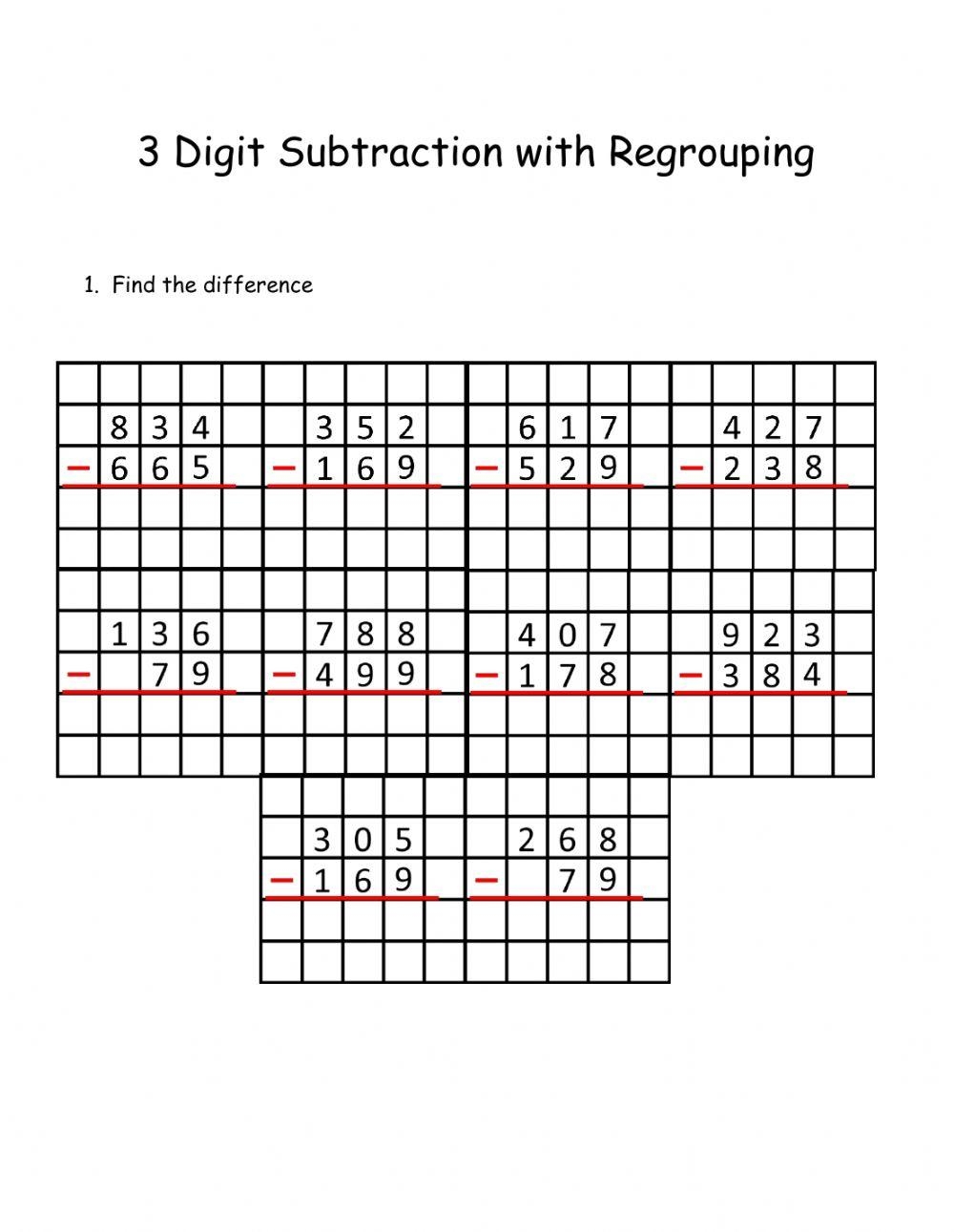 Subtracting 3 Digit Numbers With Regrouping Worksheets 2nd Grade Math Subtracting 3 Digit Numbers With Regrouping Worksheets 2nd Grade Math