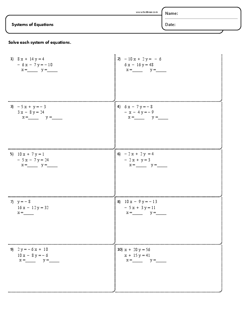 system of equations worksheet system of equations worksheet